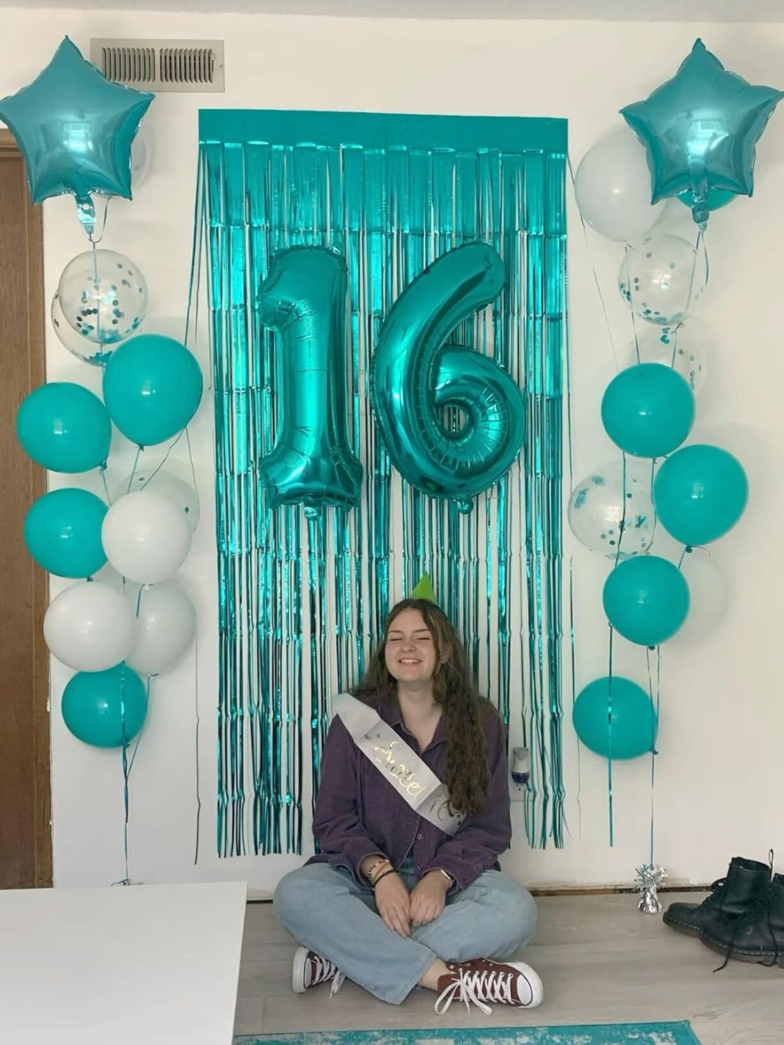 40 Inch Teal Blue Mylar Foil Number 6 Birthday Balloon, Digital Balloons for 6 16 Boy Girl Party Decorations Supplies, Teal Blue Big Helium Balloon Numbers for 26 36 46 60 Men Women Anniversary