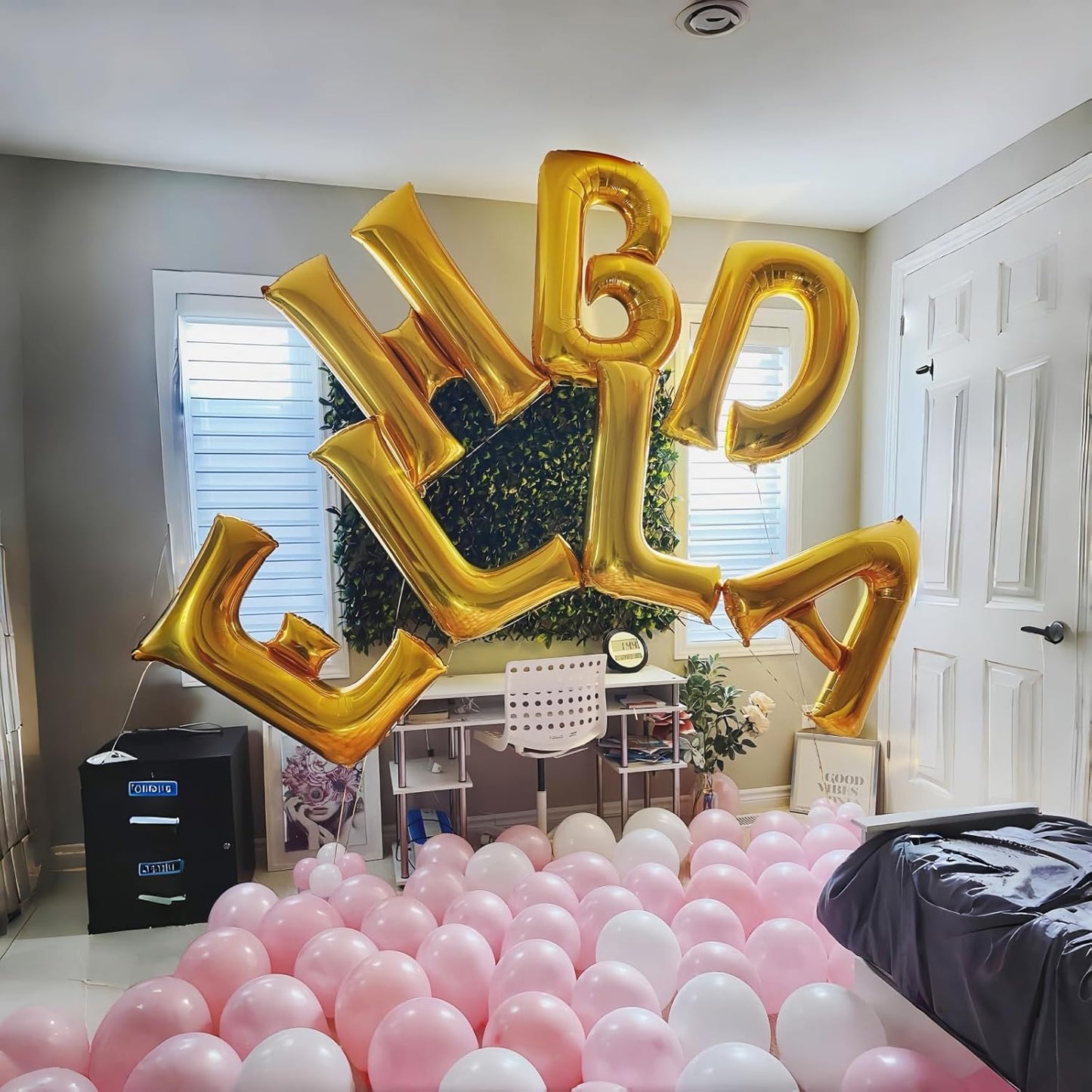 Letter Balloons Gold, 40 Inch Alphabet Name Balloons, Large Mylar Self Inflating Custom Balloon Letters A Decor, Helium Foil Customize Letter Balloons for Men Women Birthday Party Decorations Supplies