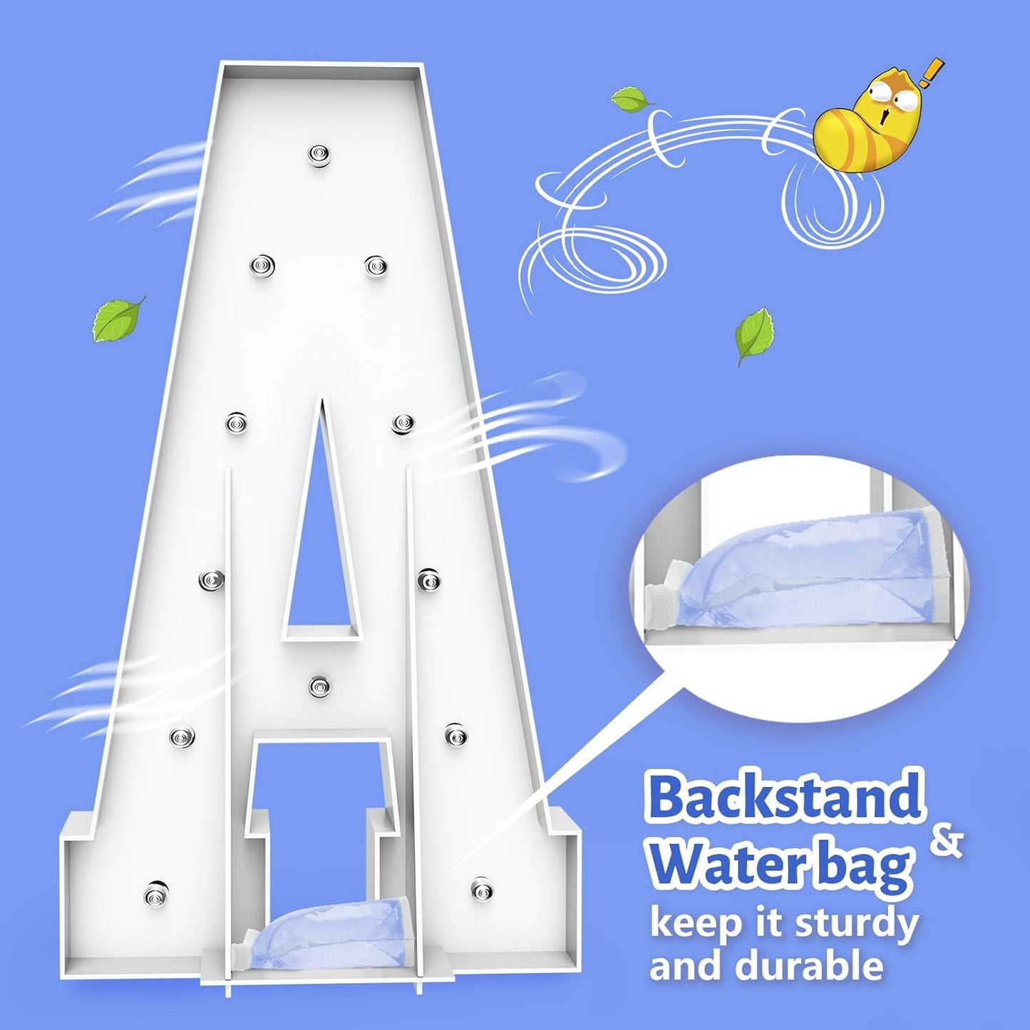 4FT Marquee Light Up Letters - Cool White Light Up Letters O with Fixed Water Bag, Party Decoration Large Marquee Light Up Letters can Be Used for Wedding Decoration, Birthday Party Decoration