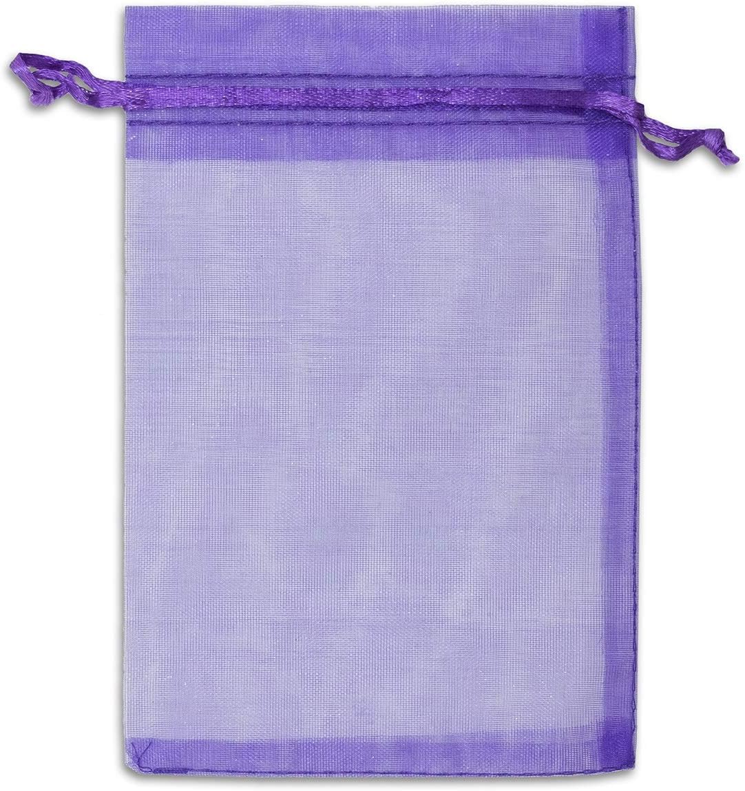 TheDisplayGuys 48-Pack 4x6 Purple Sheer Organza Gift Bags with Drawstring, Jewelry Candy Treat Wedding Party Favors Mesh Pouch