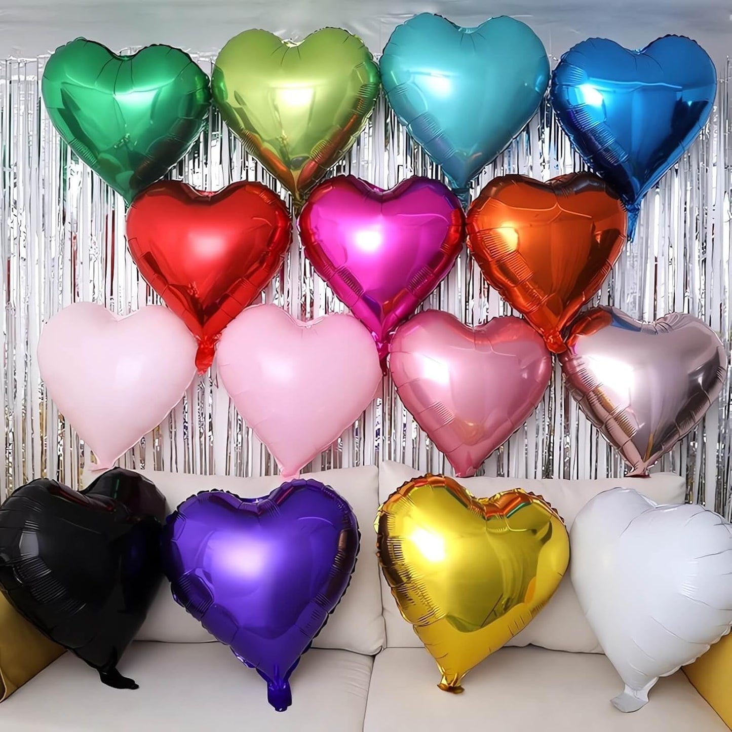 Rose Gold Heart Shaped balloons Pack of 12,18 Inch Silver Love Valentine Balloons Pink Heart Romantic Balloons For Valentines Day Propose Marriage Wedding Bridal Shower Engagement Party Decorations
