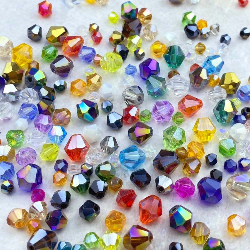 400pcs 4mm Bicone Crystal Glass Beads Loose Spacer Beads Faceted Craft Beads for Jewelry Making DIY Necklace Bracelet Earring Wind Chimes Suncatchers Ornamen(Grass Green AB)