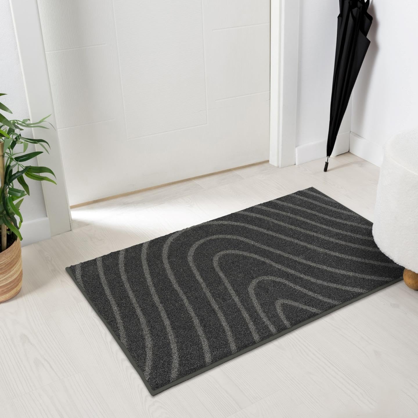 LUXE WEAVERS Modern Geometric Wave Anthracite 2x3 Area Rug