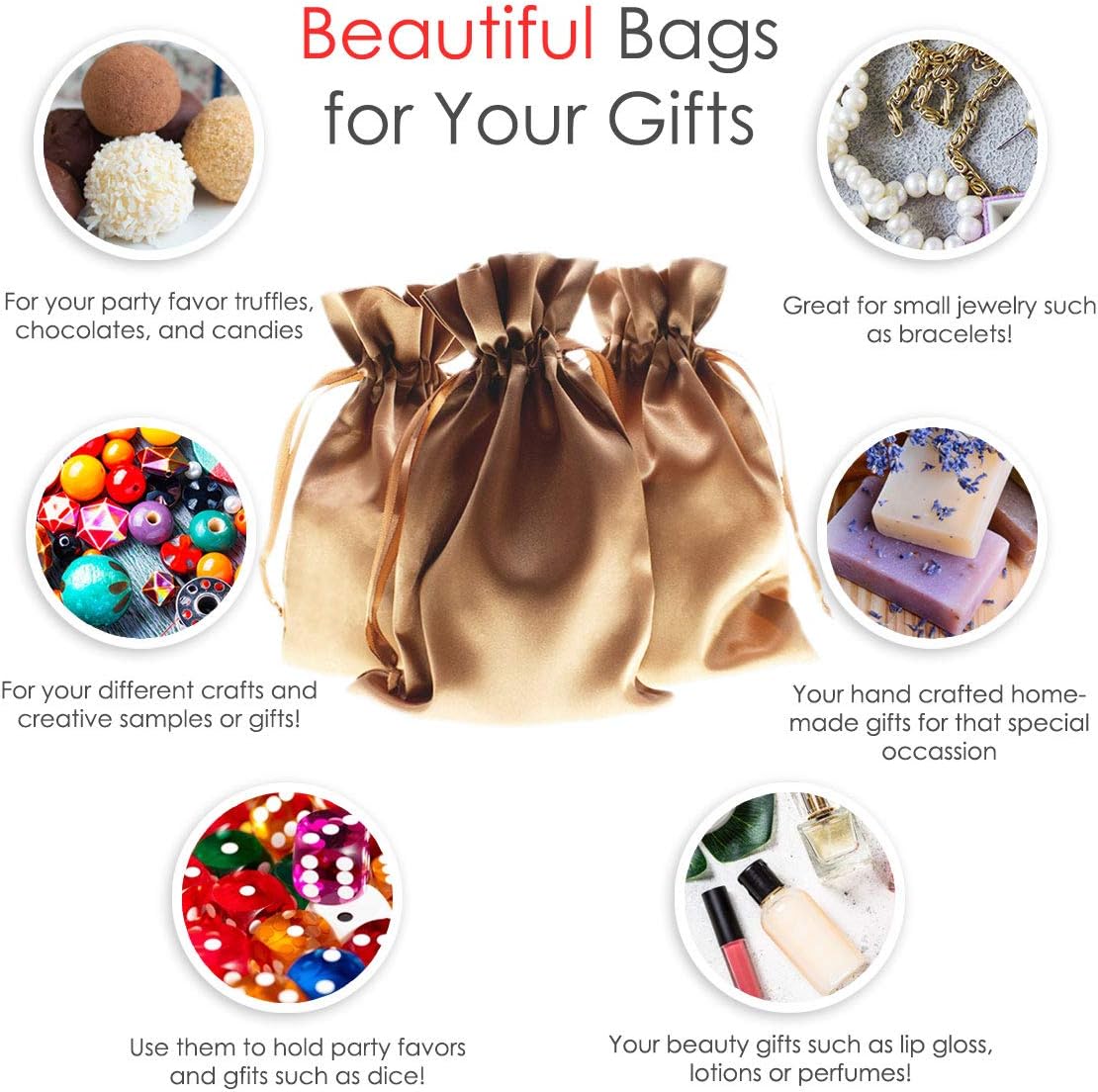 4" x 6" Old Gold Satin Gift Bags, Jewelry Bags, Wedding Favor Drawstring Bags Baby Shower Christmas Gift Bags 50 per Pack