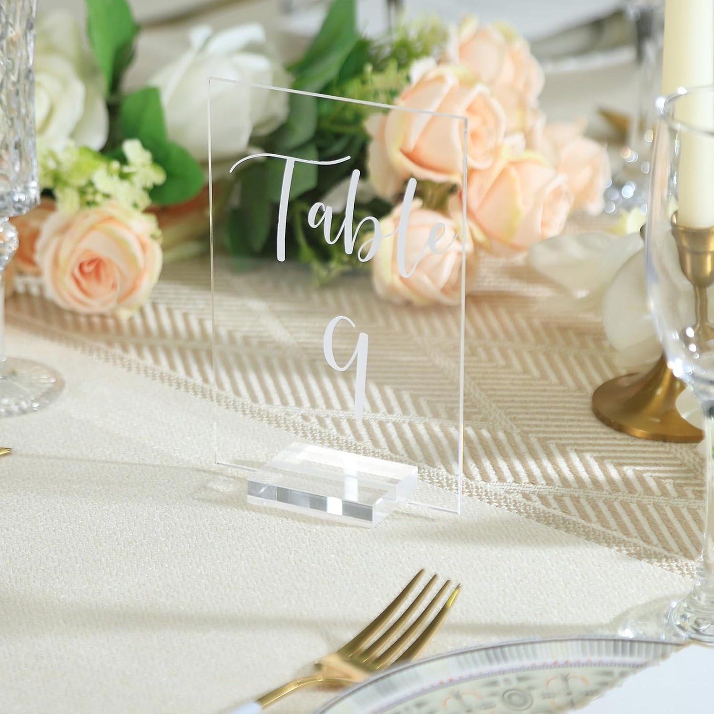 UNIQOOO Acrylic Wedding Table Numbers 1-40 with Stands | 4x6 inch Printed Calligraphy, Clear Table Number Signs and Holders | Perfect for Wedding Reception, Centerpiece Decoration, Event, Party
