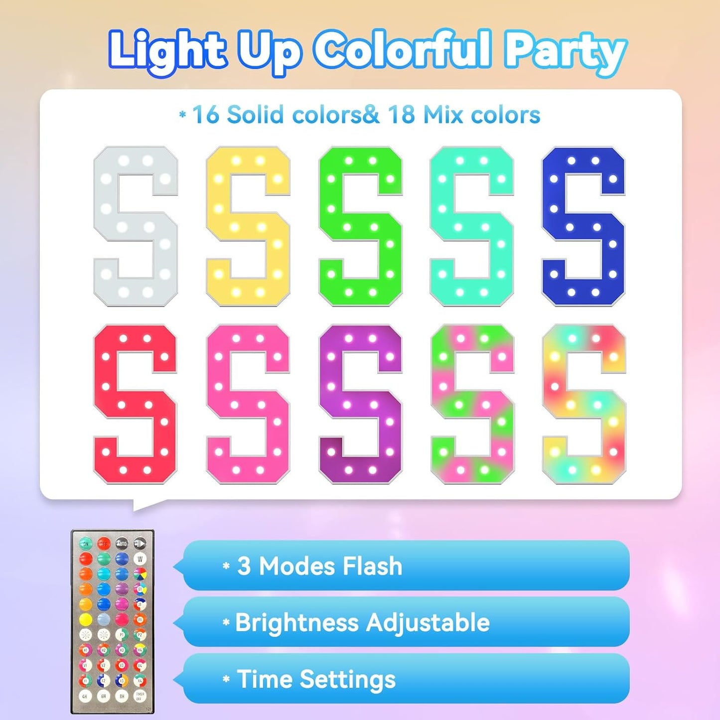 Ledido 4FT Marquee Light Up Letters, 34 Colors Changing Marquee Letter 4 Feet Tall with Remote, Big Letters for Party Wedding Graduation Birthday Decorations, Large Light Up Letter P