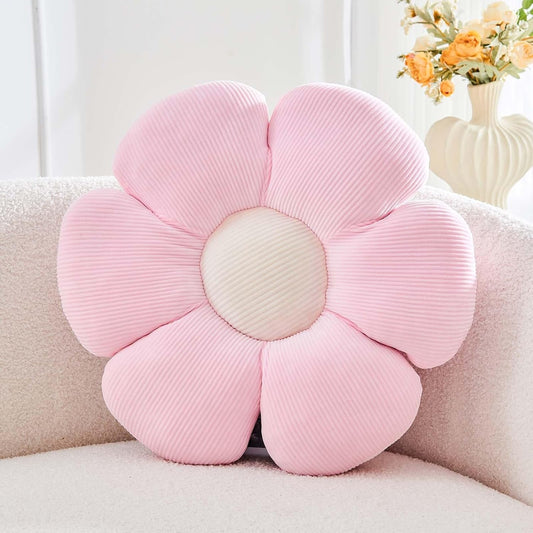 Pink Flower Pillow, 19.6" Cute Flower Shaped Floor Pillow, Aesthetic Floral Plush Daisy Decorative Throw Pillows for Bed Sofa Couch