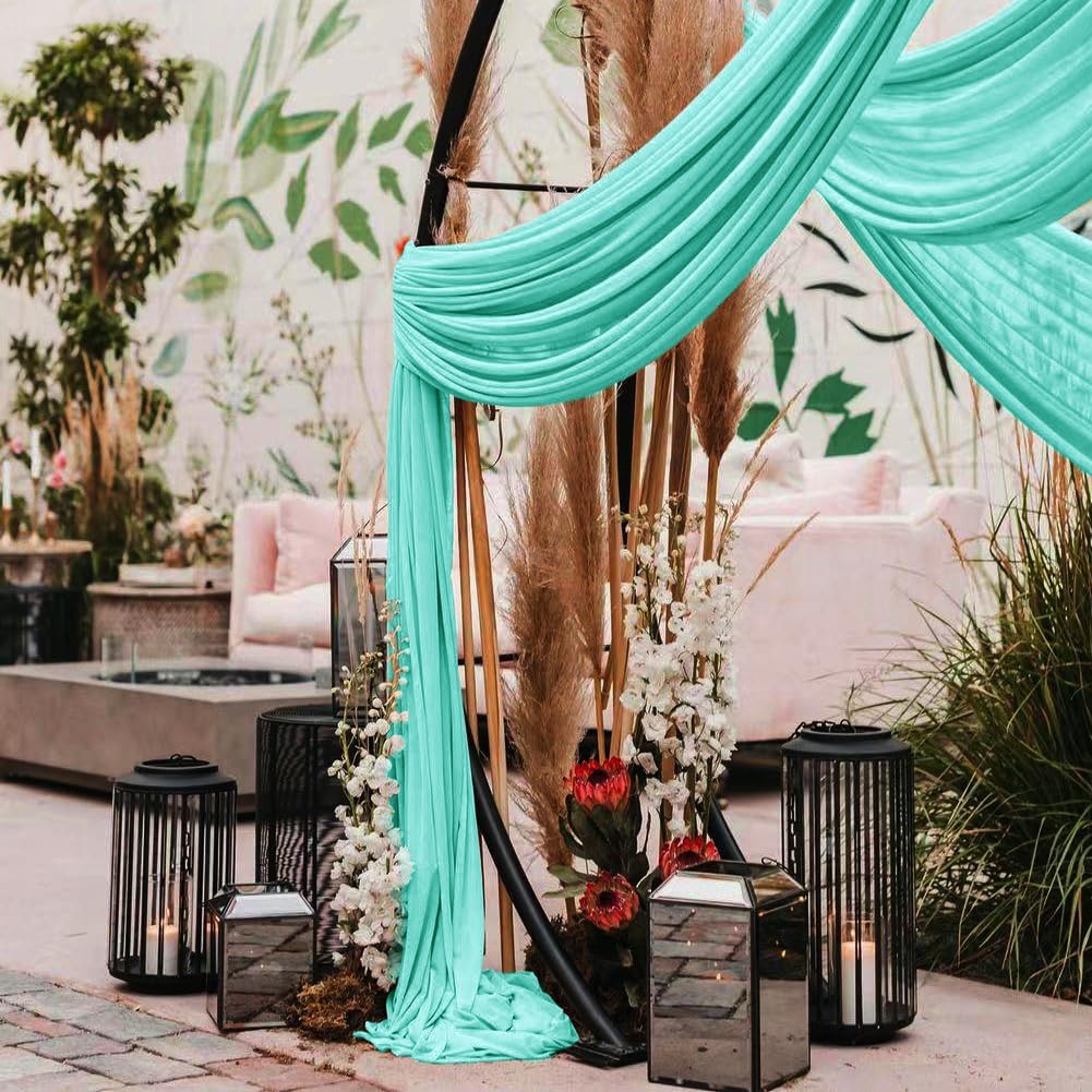 Wedding Arch Draping Fabric 1 Panel 30'' x 18FT Teal Sheer Chiffon Arch Drapery for Photo Booth Bridal Shower Baby Shower Church Decor Newborn Photography Christening Outdoor Party