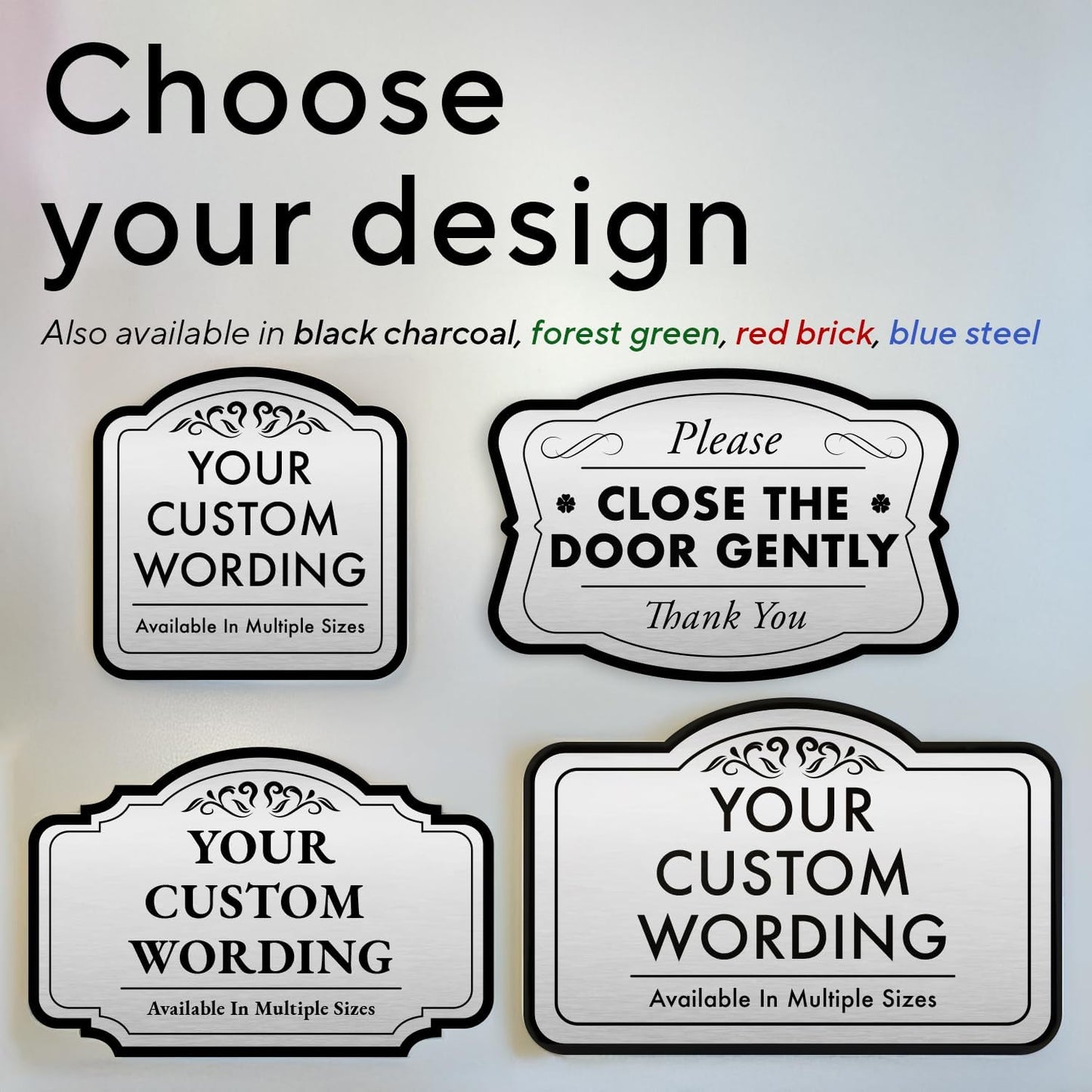 Custom Decorative Outdoor Waterproof Metal Signs, Personalized Aluminum Design 1 Metallic Silver 12x8 In