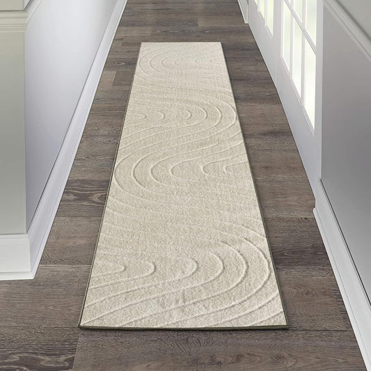 LUXE WEAVERS Modern Geometric Wave Cream 2x8 Area Rug