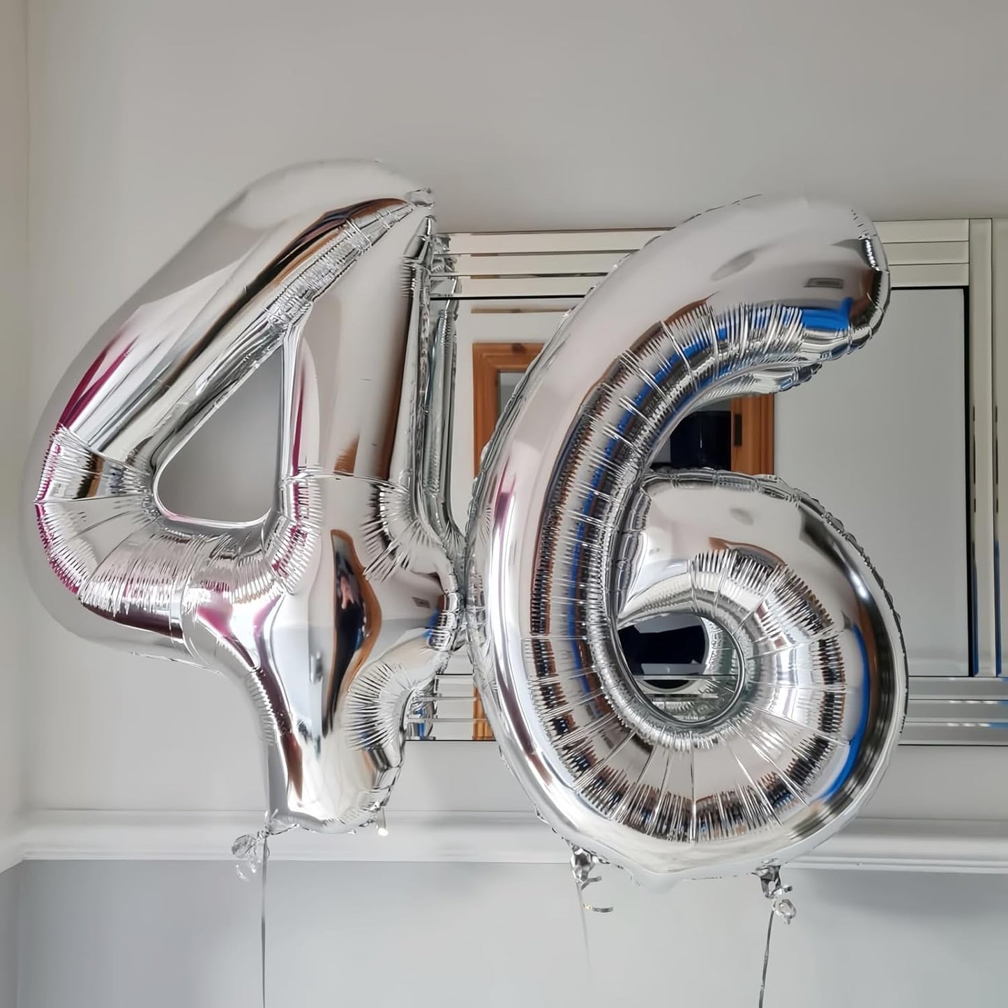 Silver 4 Balloon,40 Inch Number 4 Balloon,4 Birthday Balloon Decorations,Helium Silver 4 Balloon Number for Birthday Party Decorations