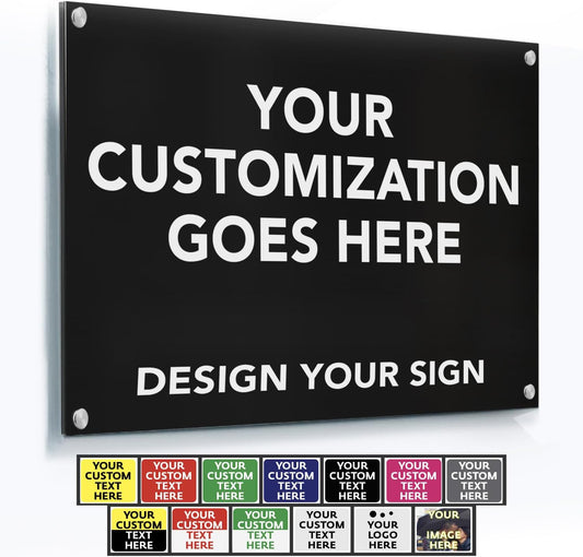 Custom Metal Outdoor Signs - Personalized Aluminum Business Signs, Waterproof, White Aluminum (Black, 30x24 In)