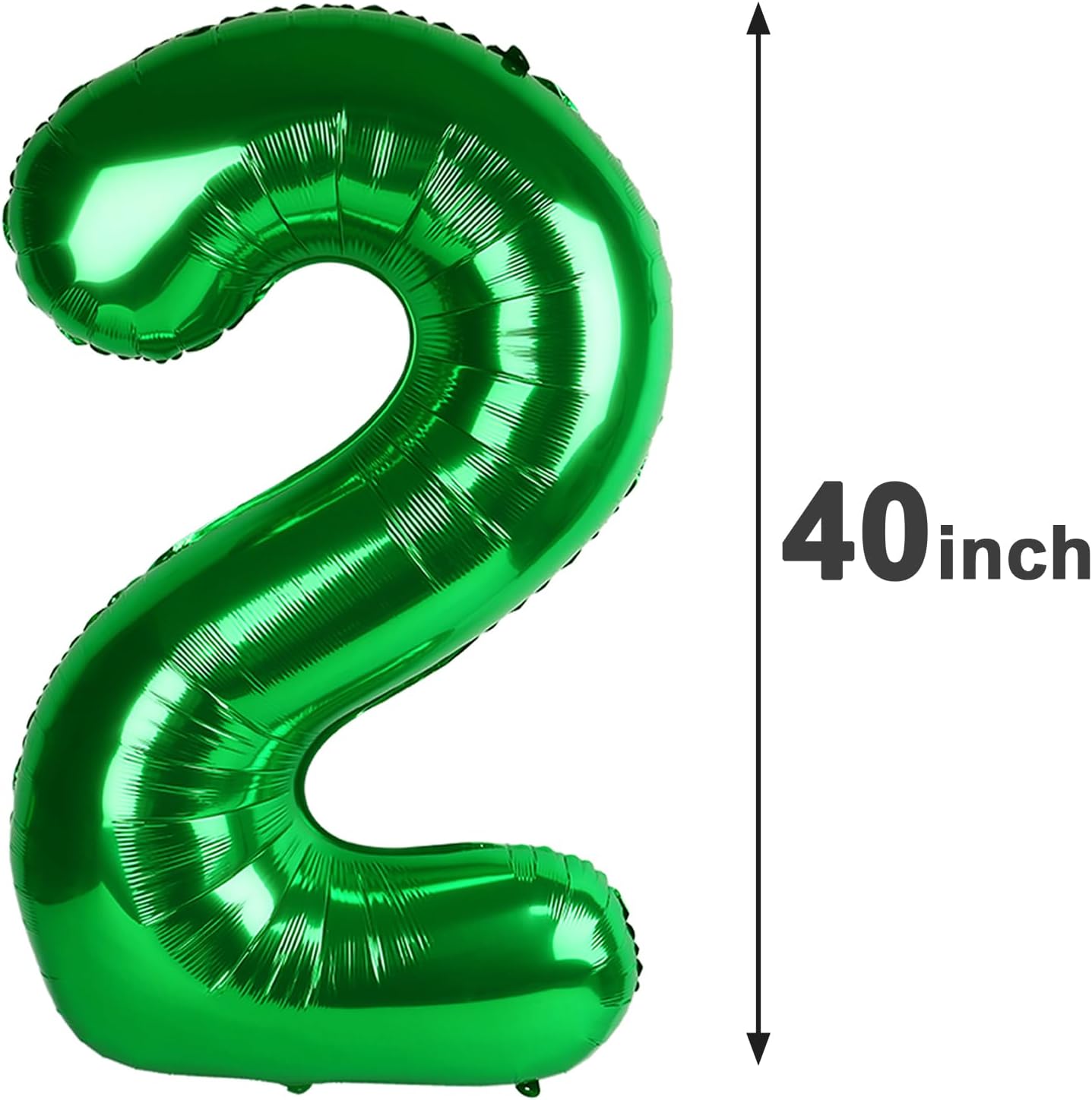 Green 40 Inch Big Number Balloon Birthday Decoration, Number 2 Helium Balloon 12 20 22 23 24 26 2025 New Years Celebration, Boy Girl Baby Anniversary Party Graduations Supplies Decorations
