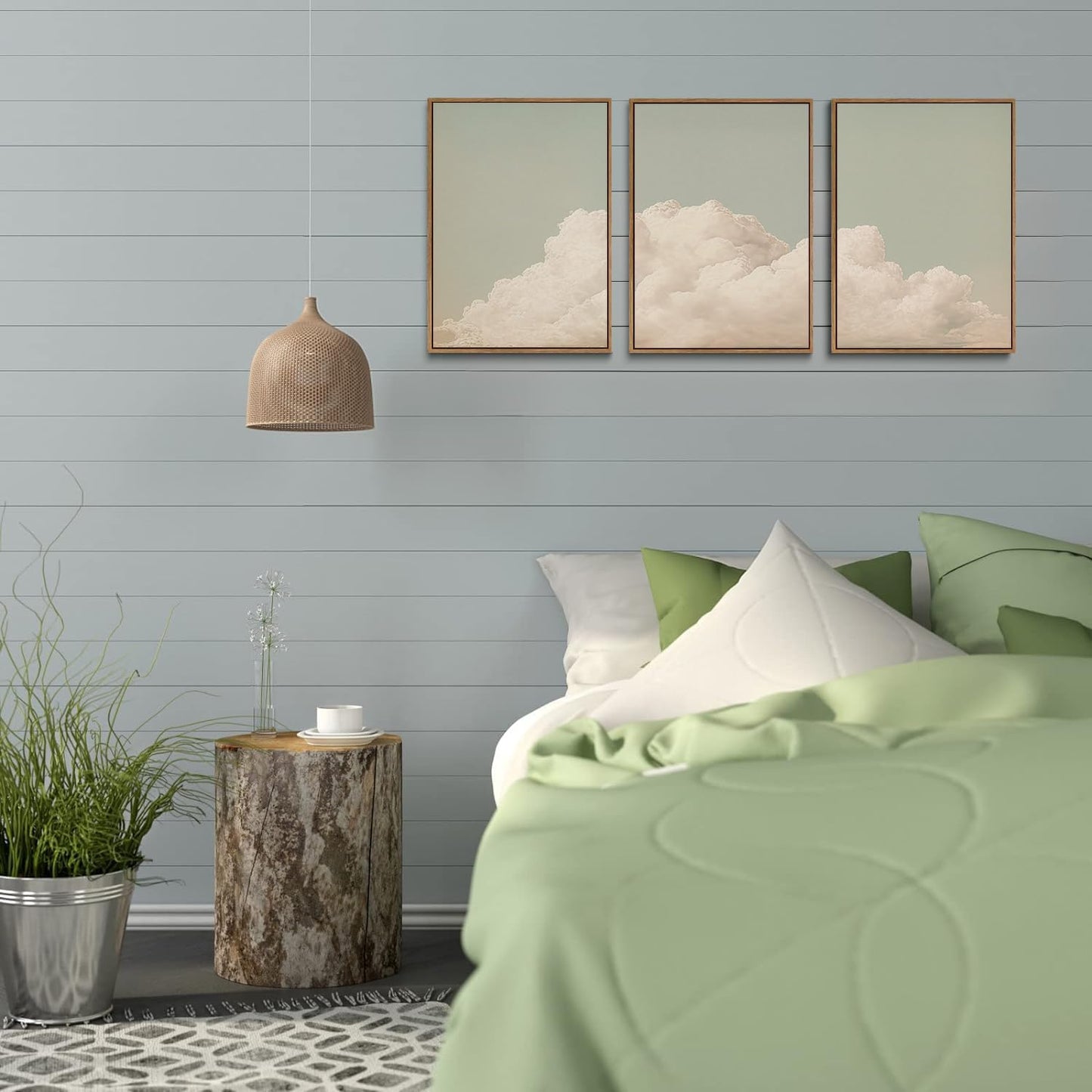myusuar 3 Piece Large Modern Abstract Canvas Framed Wall Art For Living Room, Dearm Cloud Minimalist Wall Art Decor Posters Prints For Bedroom Office, 24x36in