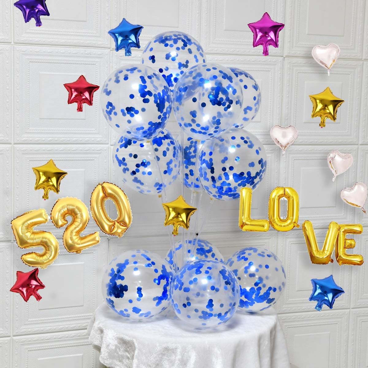 Blue Balloons - 50 Pcs 12inch Latex Party Pack - Confetti, Birthday, Wedding, Baby Shower, Christmas