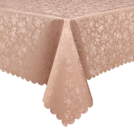 Smiry Rectangle Table Cloth, Waterproof Heavy Duty Vinyl Tablecloths, Wipeable Washable Table Cover for Kitchen and Dining Room (Tan, 60" X 102")