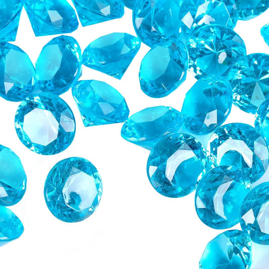 Acrylic Diamond Fake Gems Vase Filler, Babenest 240pcs 3/4 Inch Faux Diamonds Crystals Jewels for Table Scatters Wedding Party Event Arts & Crafts Birthday Decoration Favor (Baby Blue)
