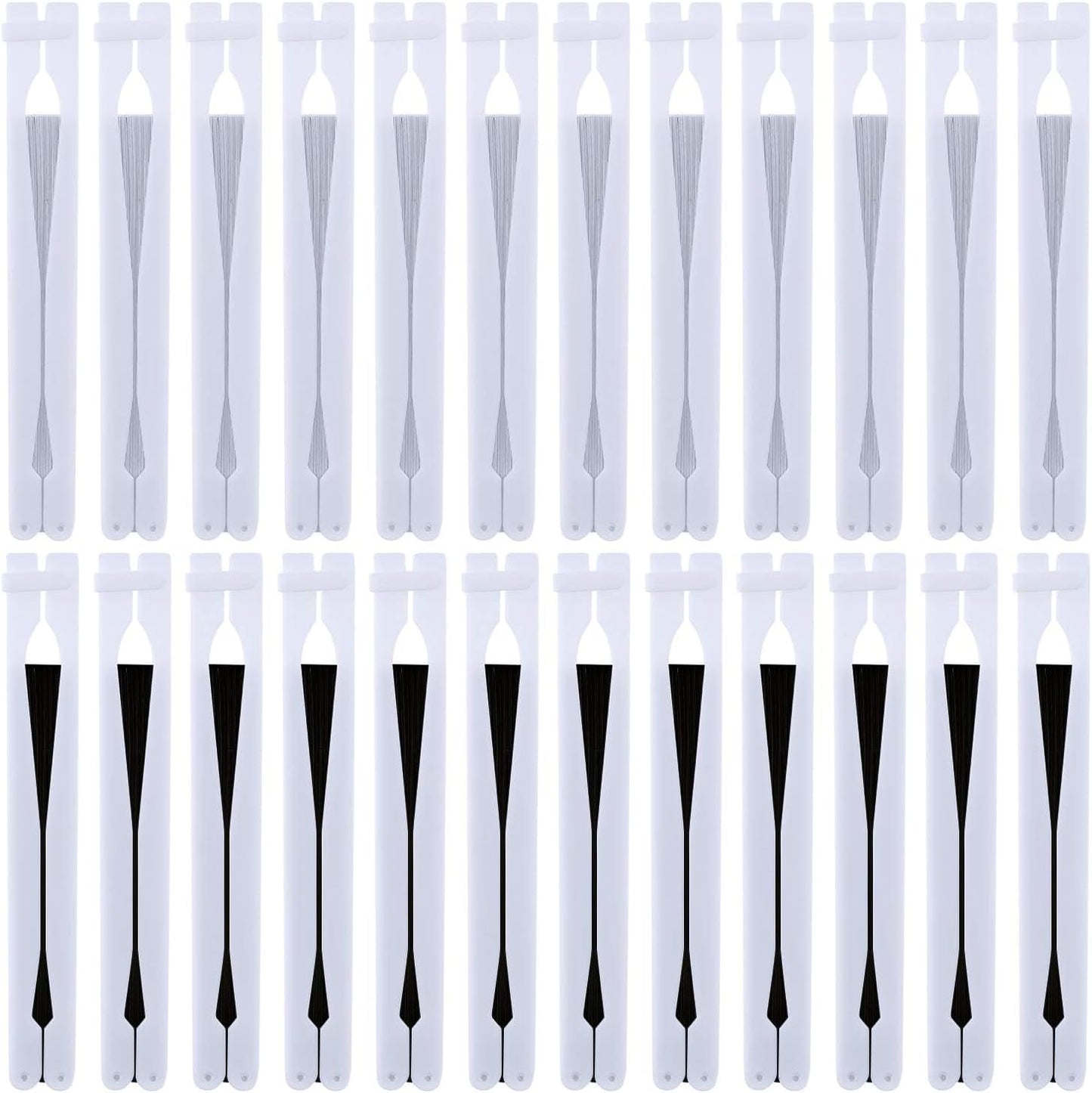 Pangda 24 Pack Folding Fans Round Paper Fans Assortment with Plastic Handle for Wedding Favor Party Bag Filler(Black, White)
