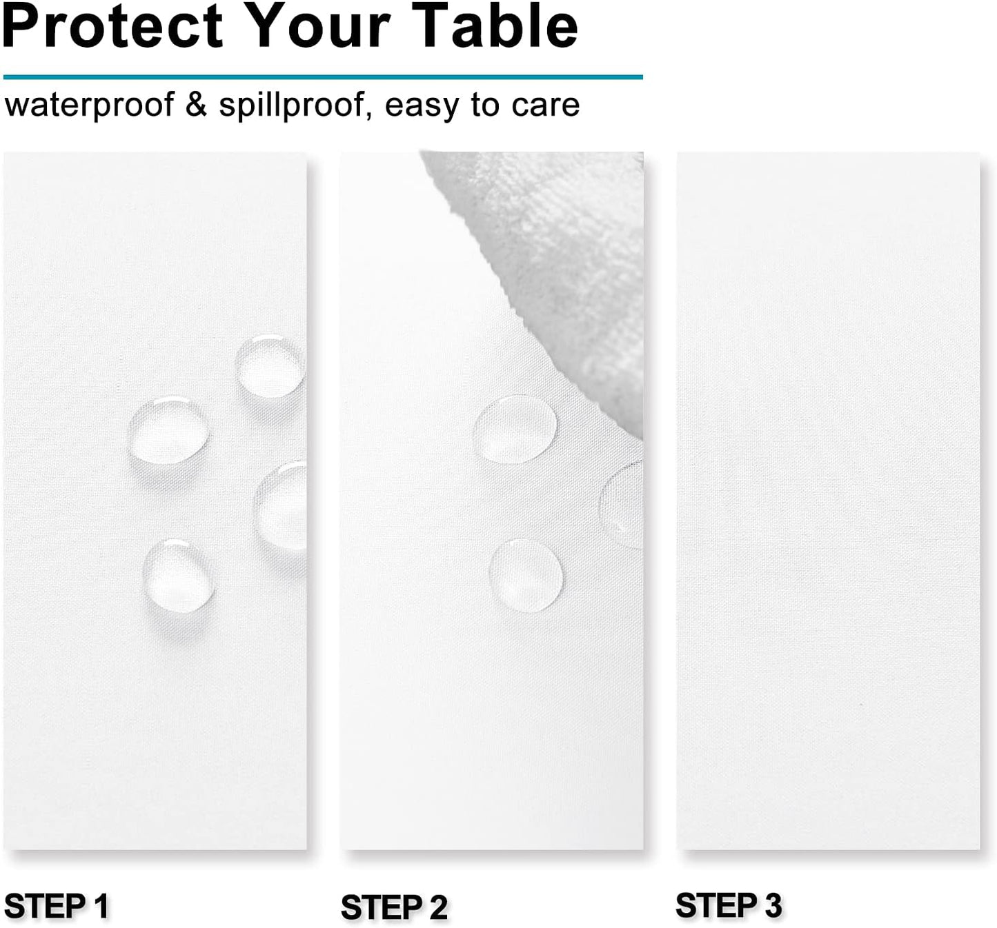 Hiasan White Square Tablecloth - Waterproof and Spillproof Washable Fabric Table Cloth for Dining Room Kitchen, 60 x 60 Inch