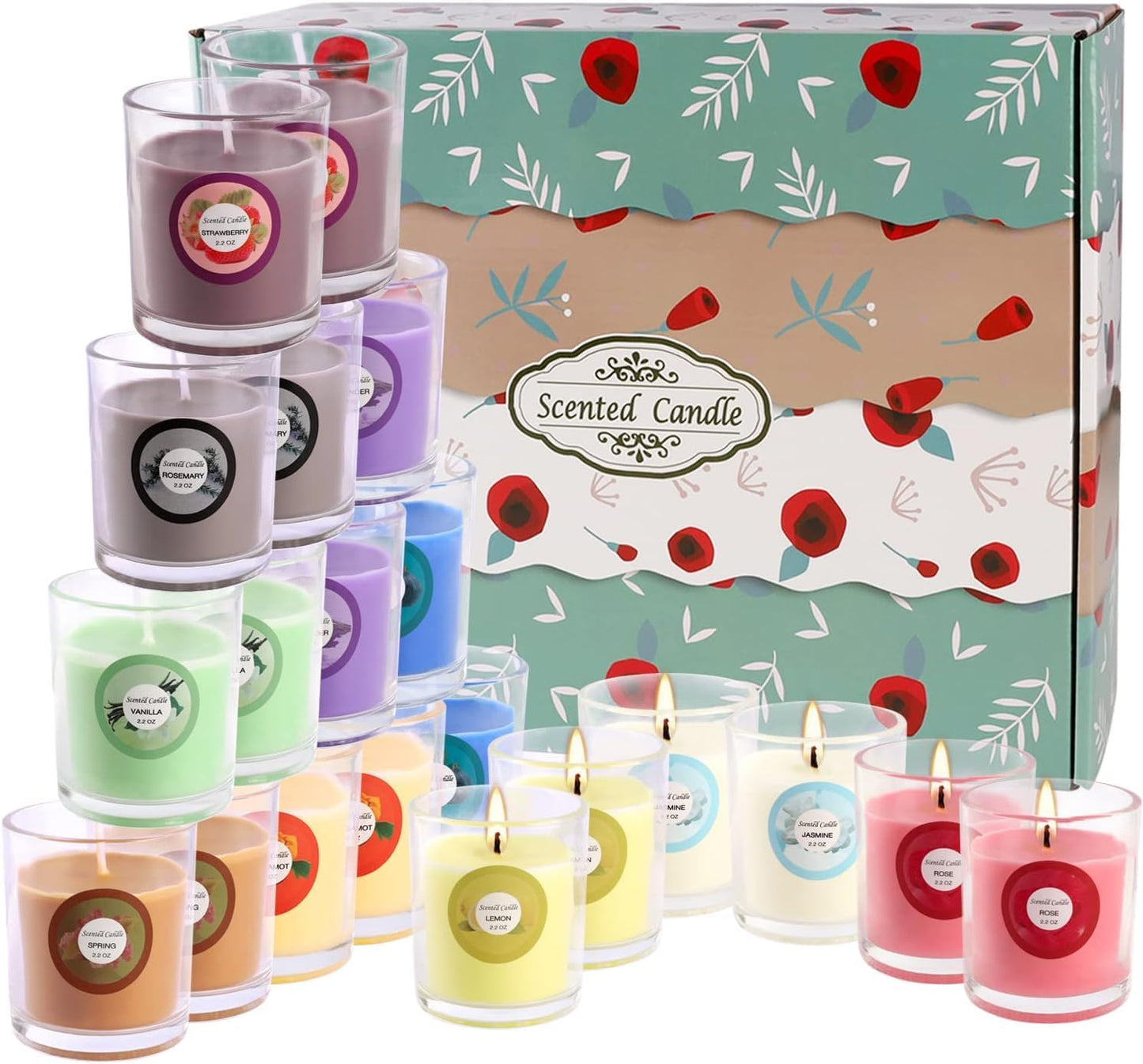 40pack Scented Candles Gift,Natural Soy Wax Jar Candles,Small Portable Tin Candles Set for Mom,Women,Teachers, Colleagues and Friends,2 OZ