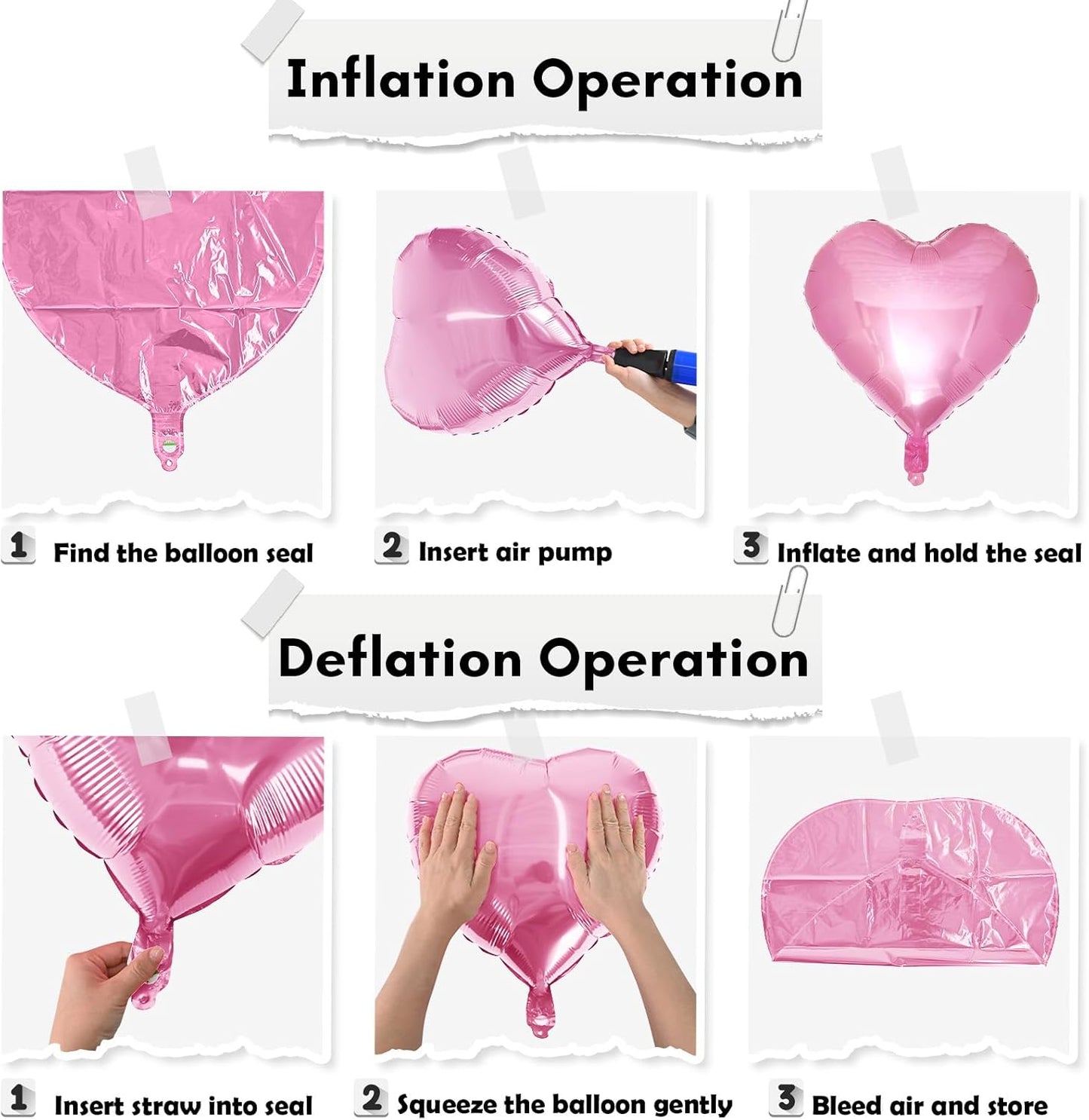 TAOYE 12 Pcs 18 Inch Heart Balloons, Hot Pink Silver and Pink Heart Shape Mylar Balloons for Birthday Wedding Valentines Anniversary Baby Shower