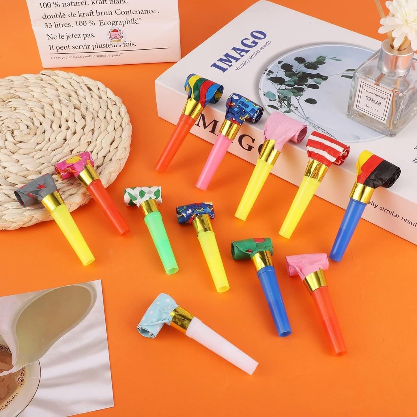 50 PCS Blowouts Noisemakers Funny Party Blower Blowouts Colorful Birthday Blow Horns Whistles New Years Party Noisemakers Party Blowouts Whistles Favors Noise Makers