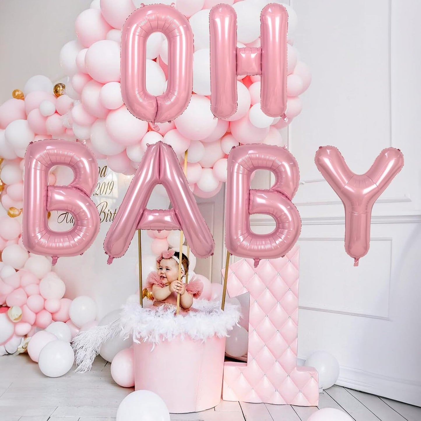 40 Inch Pastel Pink Letter Balloon, Giant Alphabet M Foil Balloons Baby Pink, Self Inflating Balloon Pearl Pink Letters M, Mylar Letter Customize Balloons for Girl Birthday Party Decorations Supplies