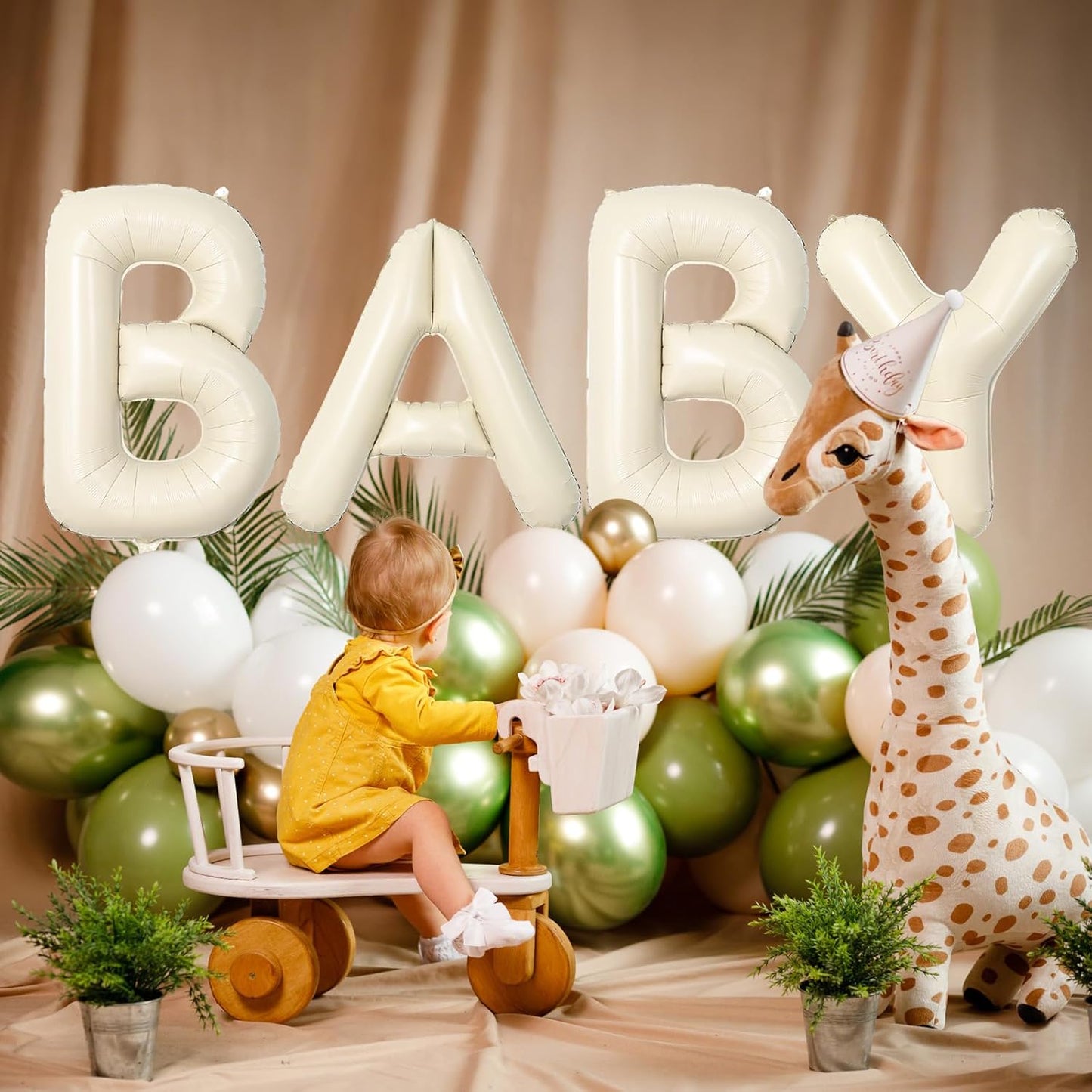 40 Inch Letter Balloons F, Big Custom A-Z Alphabet Foil Name Balloon Cream White, Self Inflating Beige Customize Helium Balloon Letters F for Women Girls Birthday Bride Baby Shower Party Decorations