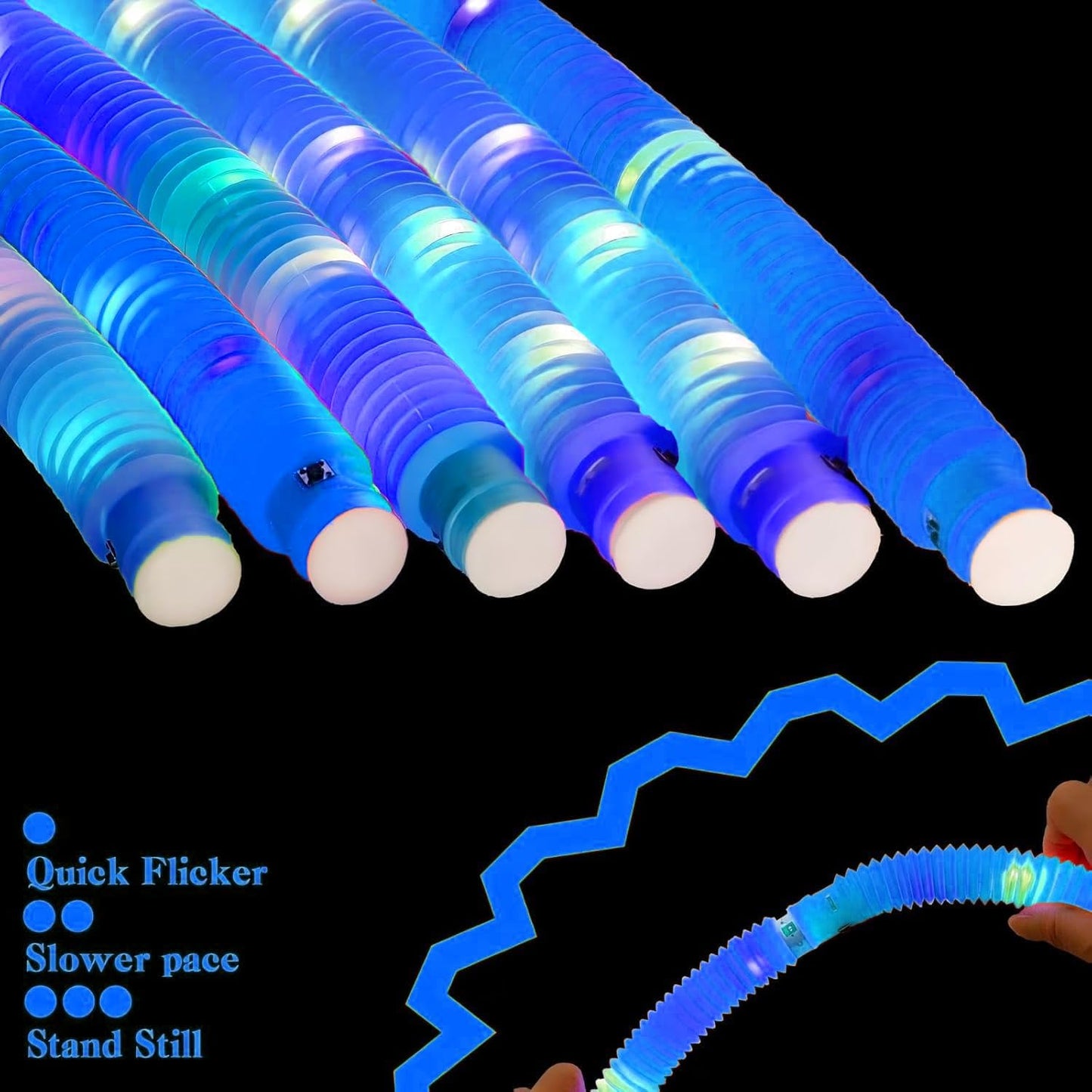 Blue 6 Pack Light Up Party Favors Supplies,Bulk Glow Sticks Bracelet,Necklace Accessories for Kids,Birthday Return Gifts Treats,Easter Basket Goodie Bag Stuffer Fillers for Boys Girls