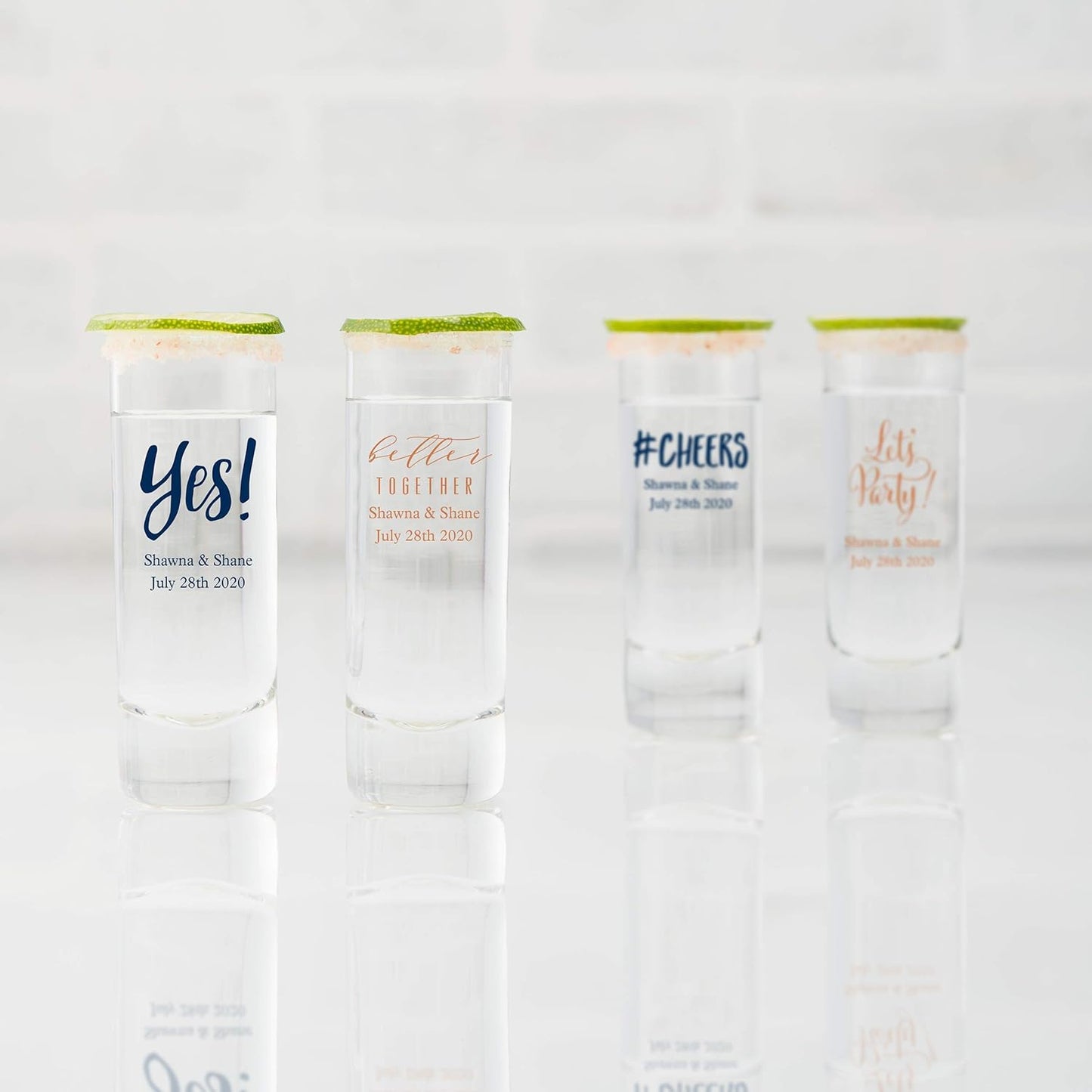 WEDDINGSTAR Personalized 2.5oz Tall Shot Glass Customizable Full Color Print - 48 pack