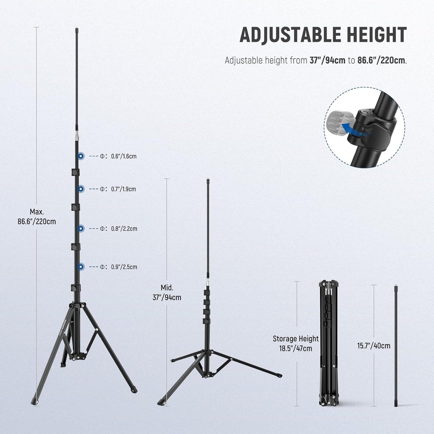 NEEWER Microphone Stand with Flexible Arm, Boom Arm Mic Floor Tripod Mount Holder with Mic Clips, 3/8" to 5/8" Adapter, Cable Clips for Singing Vlogging Live Streaming Video Recording, MS010