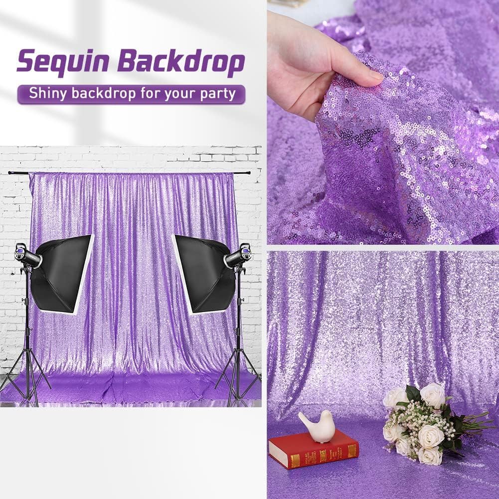 Eternal Beauty Lavender Sequin Backdrop, 20x10 Ft Glitter Background Curtains for Shimmer Photography Party Wedding Birthday Back Drop Decor