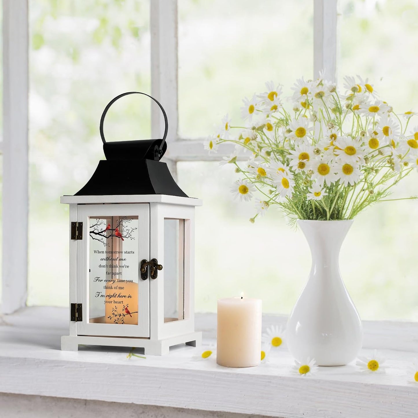Memorial Lantern, Bereavement Sympathy Gifts for Loss of Loved One Mother Father, Bereavement Gifts Thoughtful Funeral Gifts in Memory of Loved One with LED Candle