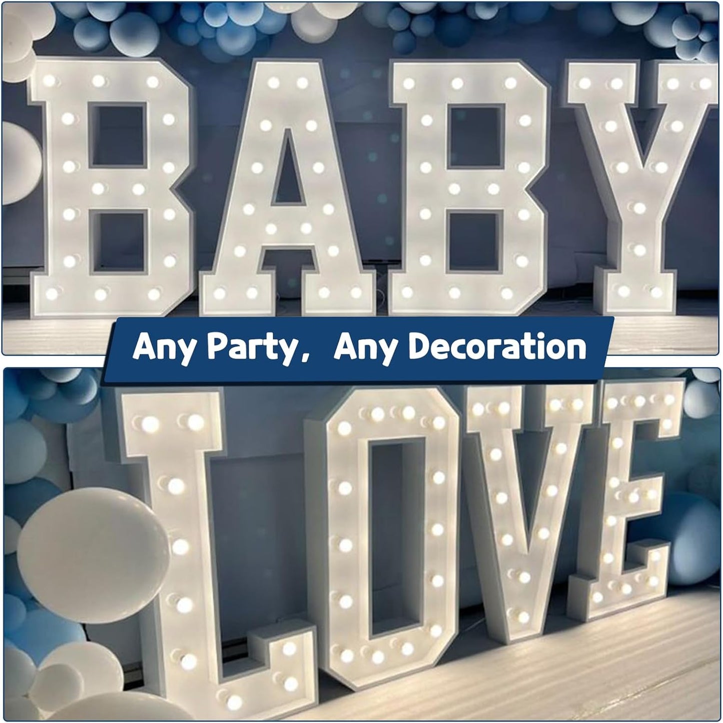 Marquee Letters 3 Feet Tall Large Light Up Letters Baby Shower Decorations Wedding Engagement Proposal White Party Decorations Marry Me Sign Big Cardboard Backdrop V