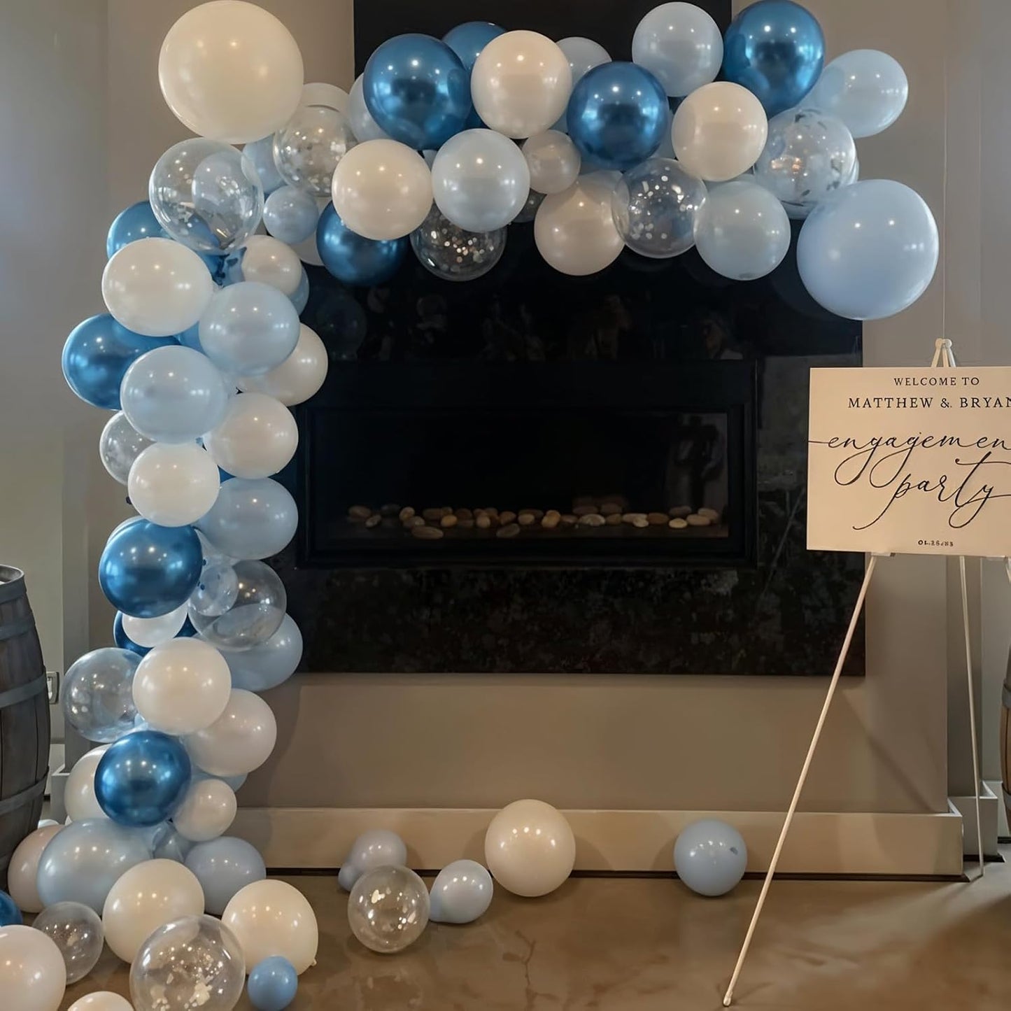 Togvu Metallic Blue Silver Balloons, 60 Pcs 12 Inches Chrome Blue White Balloon with Silver Balloons Glitter Confetti Balloons for Boys Baby Shower, Birthday, Baptism,Wedding Decorations