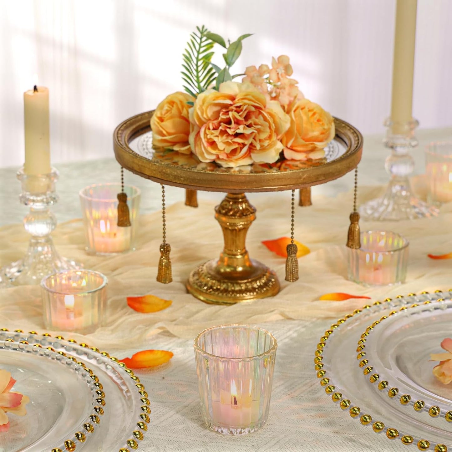 24 Pcs Ribbed Iridescent Votive Candle Holders - Glass TeaLight Candle Holders for Weddings, Baby Showers, Home Décor, Party Centerpieces, and Table Decorations