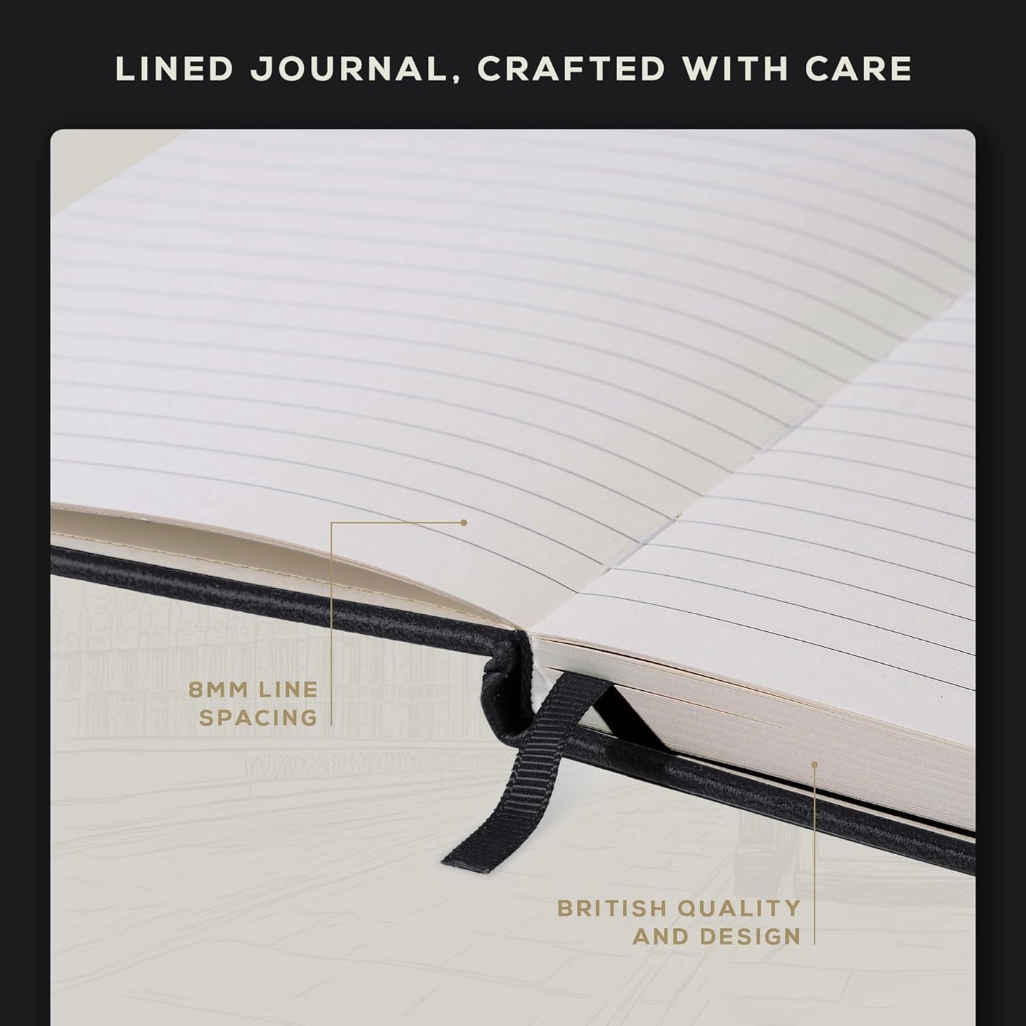 BEECHMORE BOOKS Lined Journal Notebook, 8.5 x 11.5 inch, A4 160 Lined Pages, Hardcover Leather Journals for Women, Men, Writing and Notebooks for Work - 120 GSM Thick Paper, Gifts Box Included