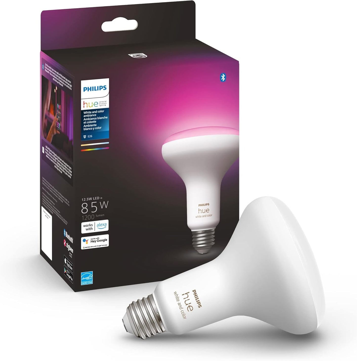 Philips Hue White and Color Ambiance BR30 LED Smart Bulbs, 2-Pack and 1-Pack Bundle