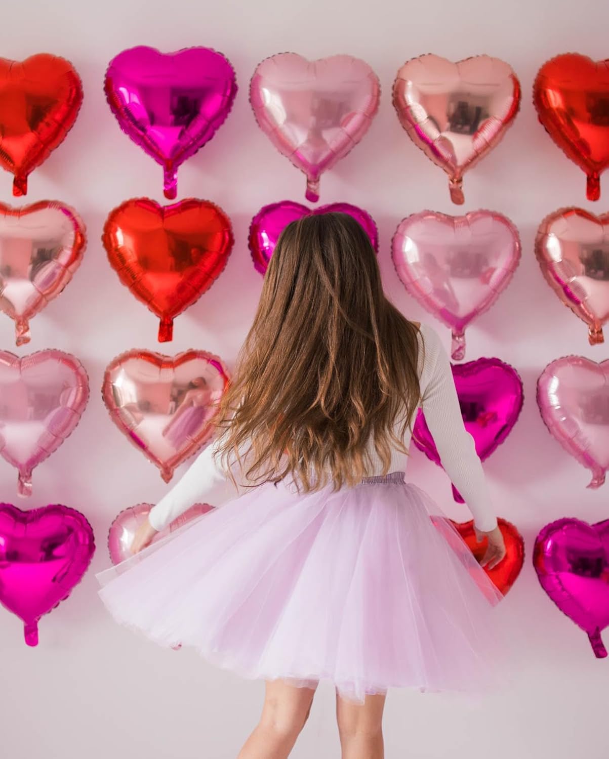 10pcs Fluorescent Pink Heart Balloons - 18 Inch Hot Pink Heart Shapes for Baby Shower, Wedding, Valentine's Day Decorations