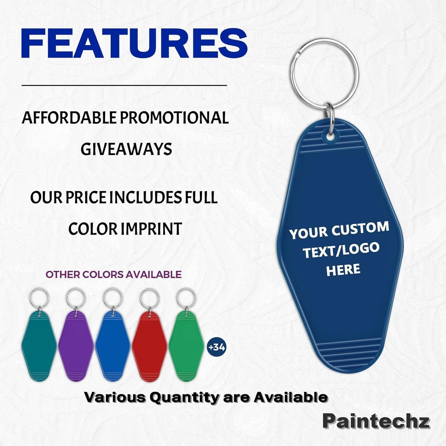 Custom Vintage Hotel Motel Keychains 150 Pack, Personalized Logo, Text Bulk - Perfect for Tradeshows, Campaign Gifts - Customizable Key Tags
