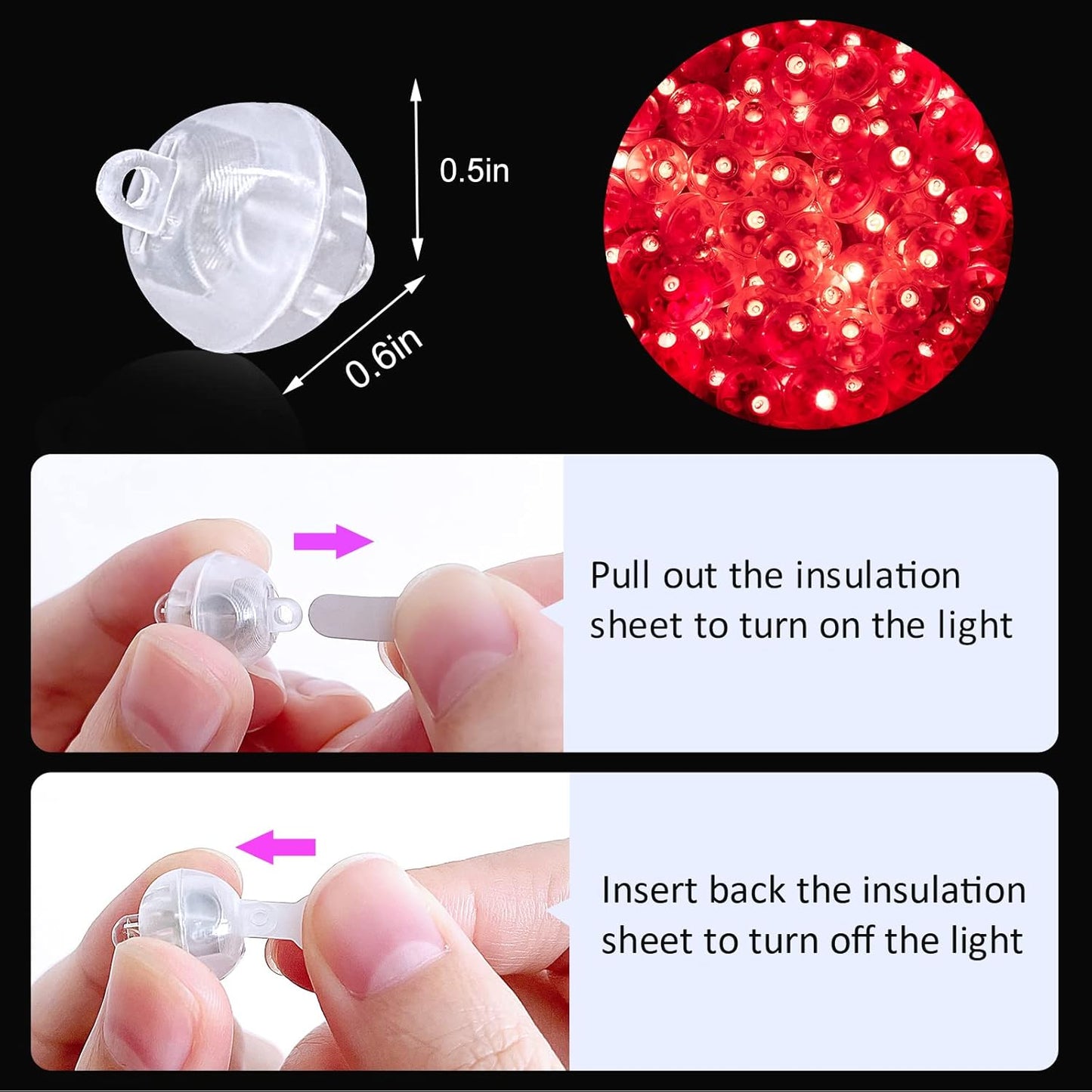 ZGWJ 50PCs Mini Led Lights, Led Balloons Light for Party Decorations Neon Party Lights for Paper Lantern Easter Eggs Birthday Party Wedding Halloween Christmas Decoration(Glow steadily Red)
