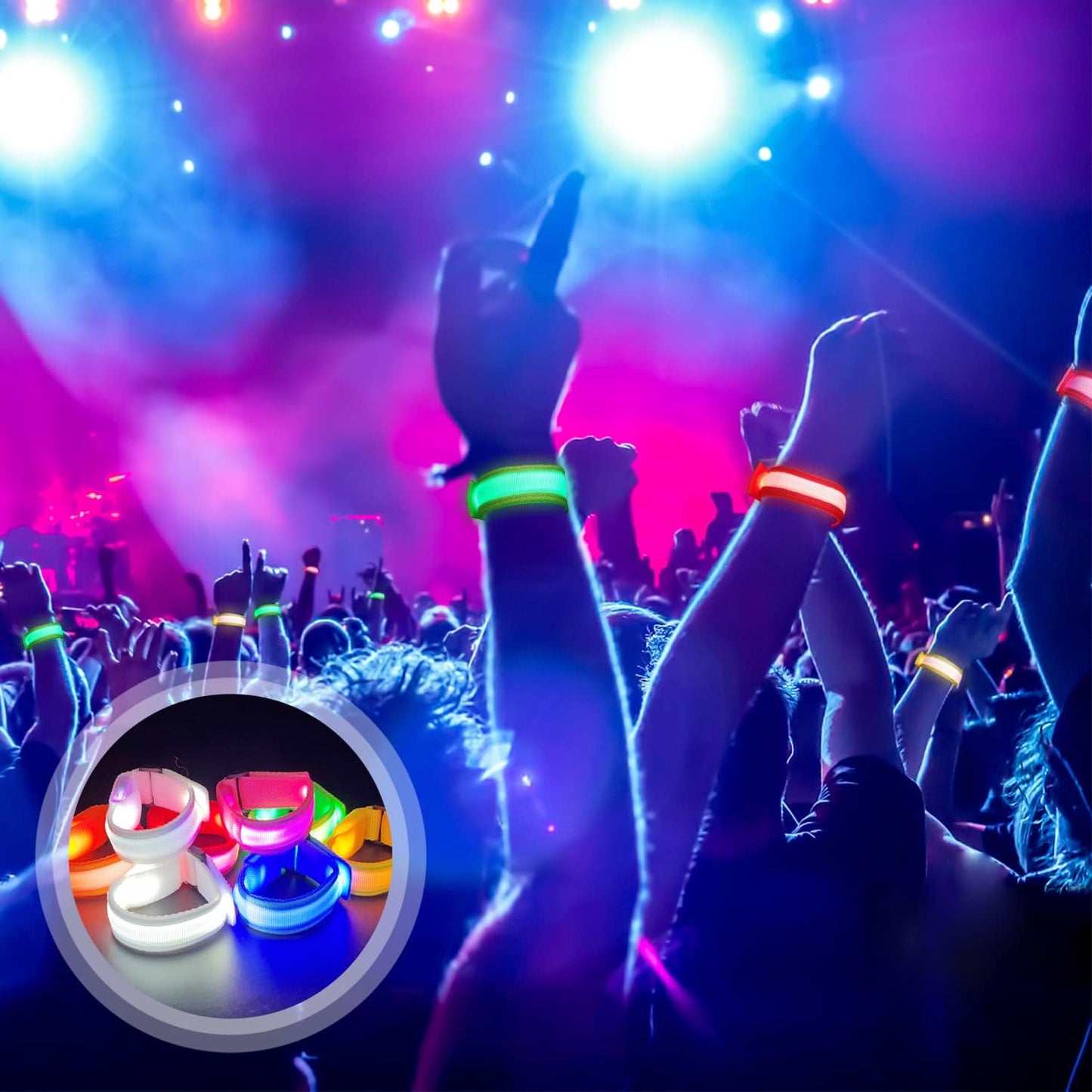 M.best 8pcs LED Light Up Bracelets Glow Flashing Wristbands Glow in The Dark Party Supplies for Wedding, Raves, Concert, Camping,Sporting Events, Party