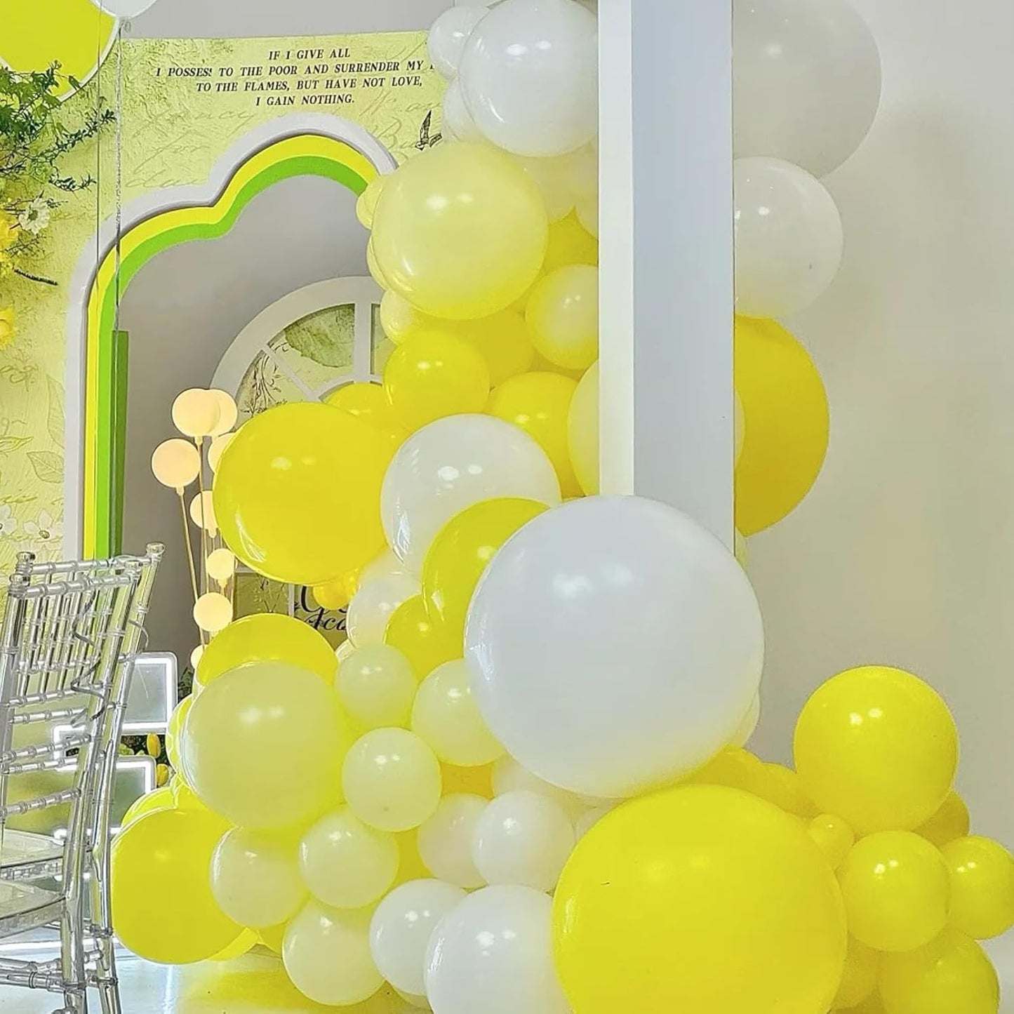 90pack Pastel Yellow Balloons Different Size 18/12/10/5 Inch Pastel Yellow Balloon Garland Arch Kit for Graduation, Wedding, Birthday, Princess, Baby Shower, Anniversary Party Decorations