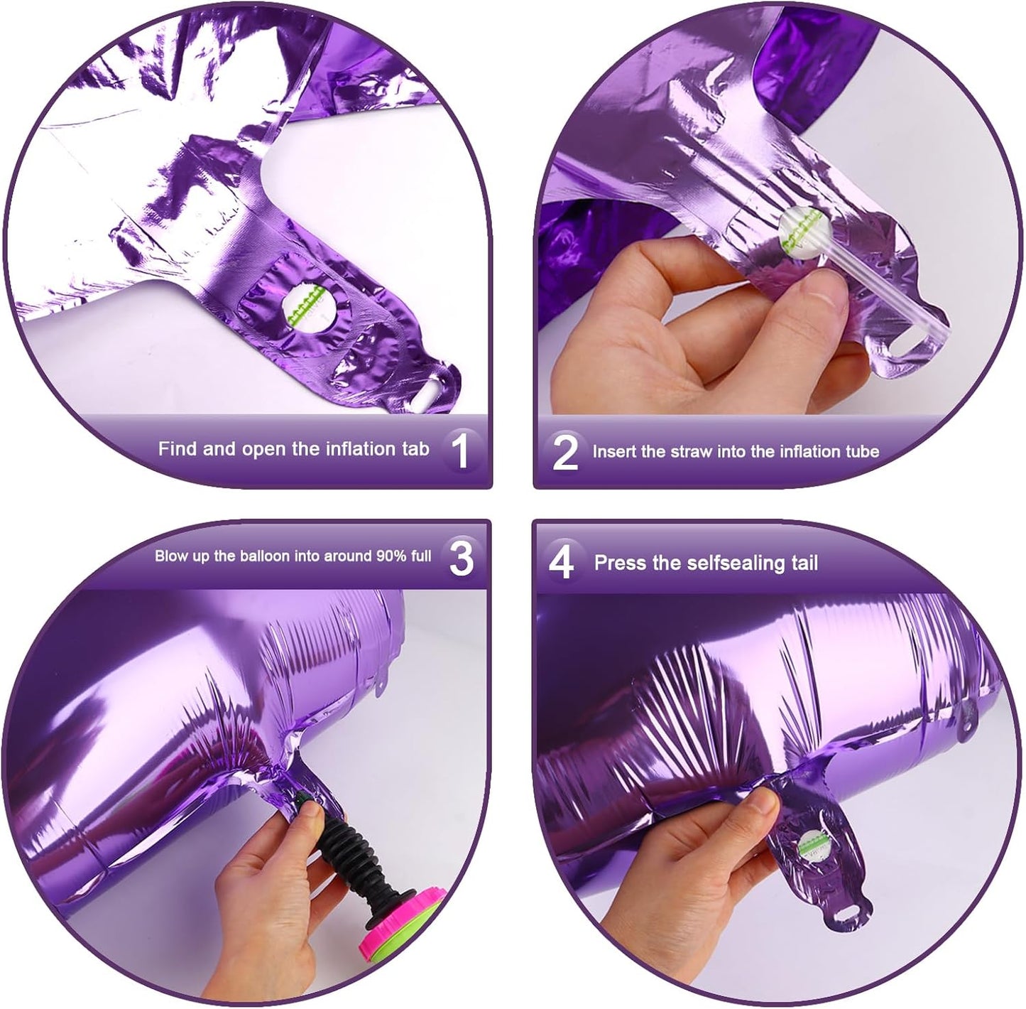 40 Inch Purple Large Number 4 Birthday Balloon, Giant Number Four 14 24 34 40 44 Balloons, Foil Mylar Big Balloons for Anniversary Graduation Supplies Decorations