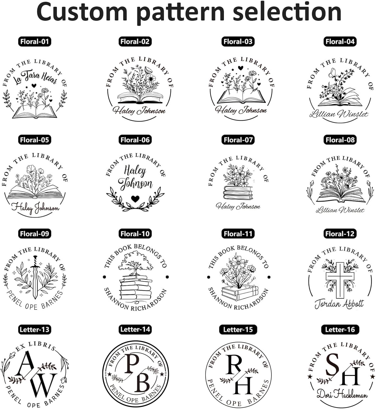 Book Embosser Personalized - Custom Library Embosser Stamp Gifts for Book Lovers, Readers, Teachers (Floral)