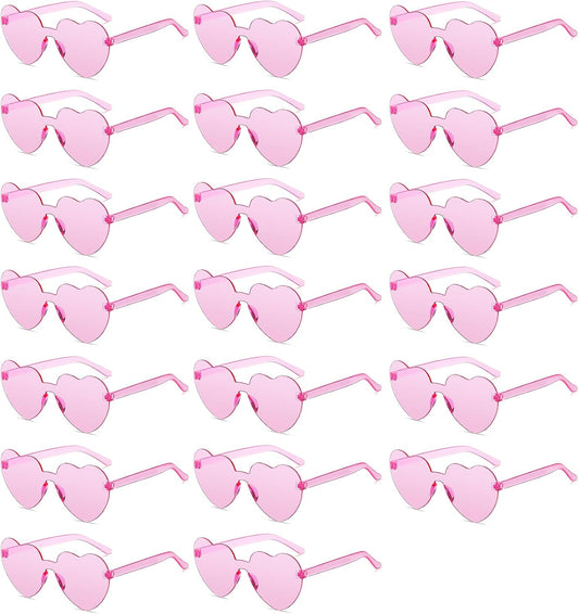 12/20/24 Pairs Heart Sunglasses for Women Men, Trendy Heart Shaped Rimless Transparent Sunglasses, Bachelorette Party