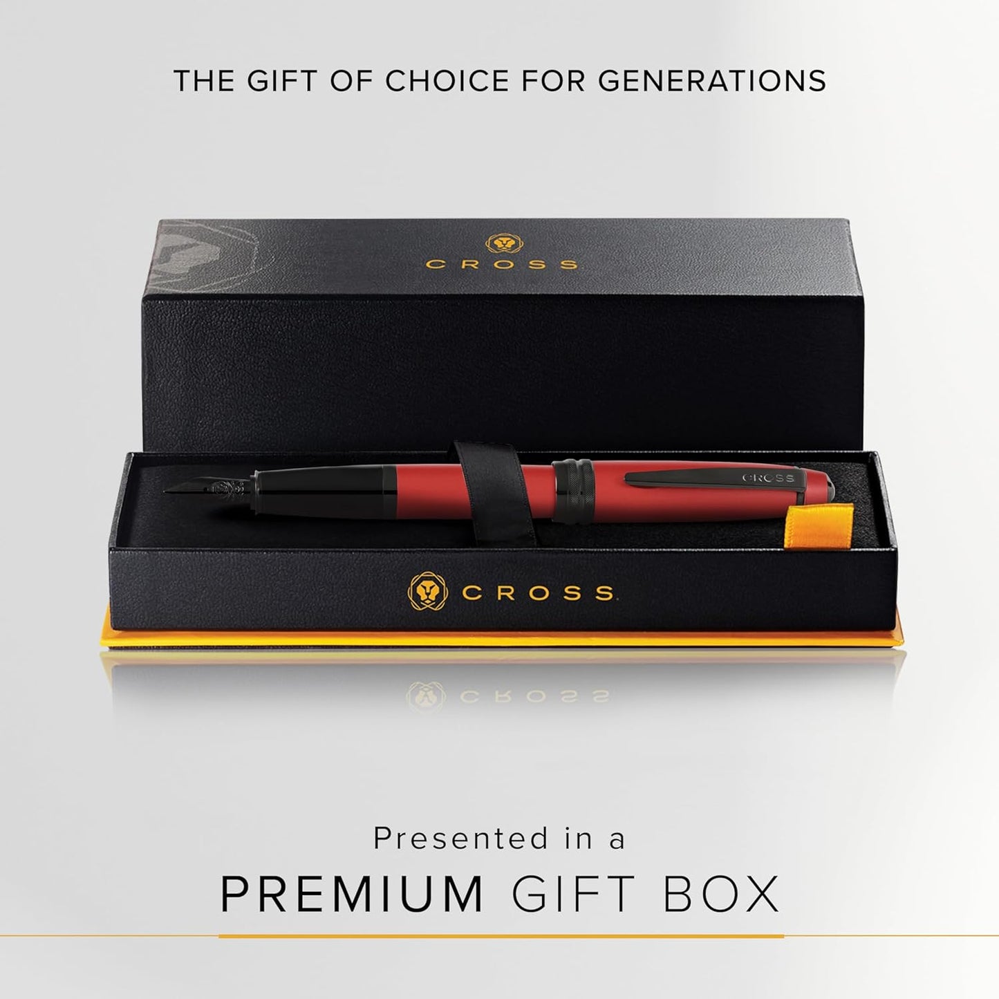 Cross Bailey Matte Red Lacquer Fountain Pen with polished black PVD appointments, Extra Fine Nib