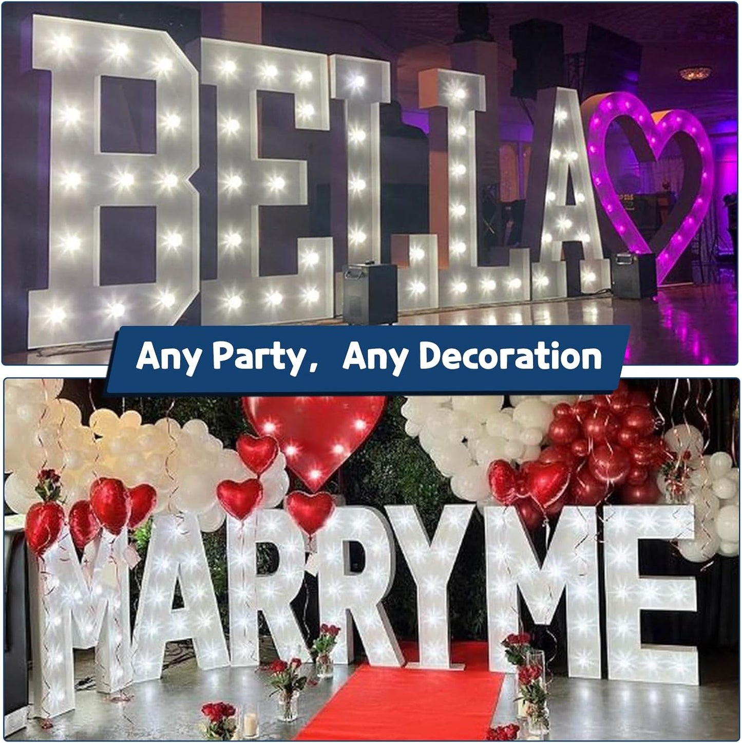 Marquee Letters 3 Feet Tall Large Light Up Letters Baby Shower Decorations Wedding Engagement Proposal White Party Decorations Marry Me Sign Big Cardboard Backdrop Y