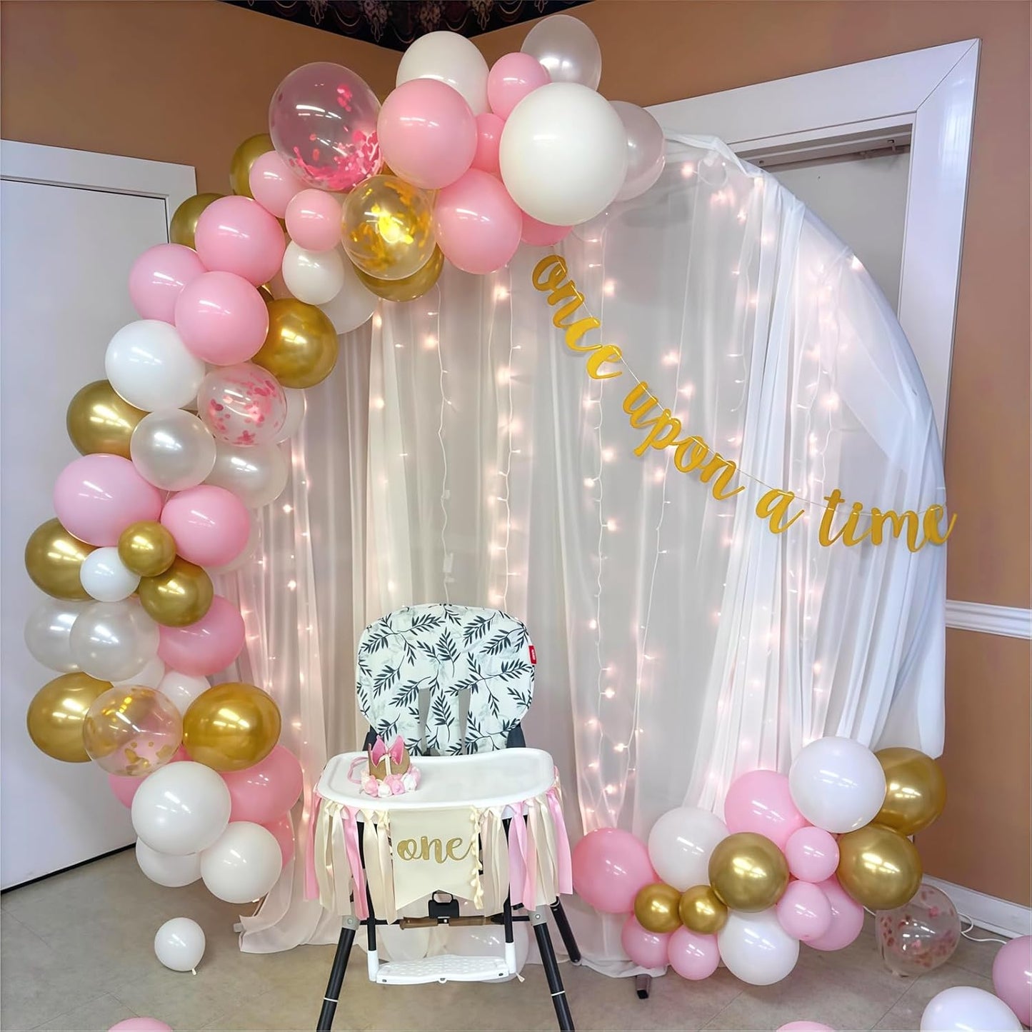 Netnology Pink Gold Confetti Balloons Set, 60Pcs 12 Inch Pink White Metallic Gold and Pink Gold Confetti Latex Balloon for Girls Birthday Baby Shower Bridal Shower Wedding Princess Party Decorations