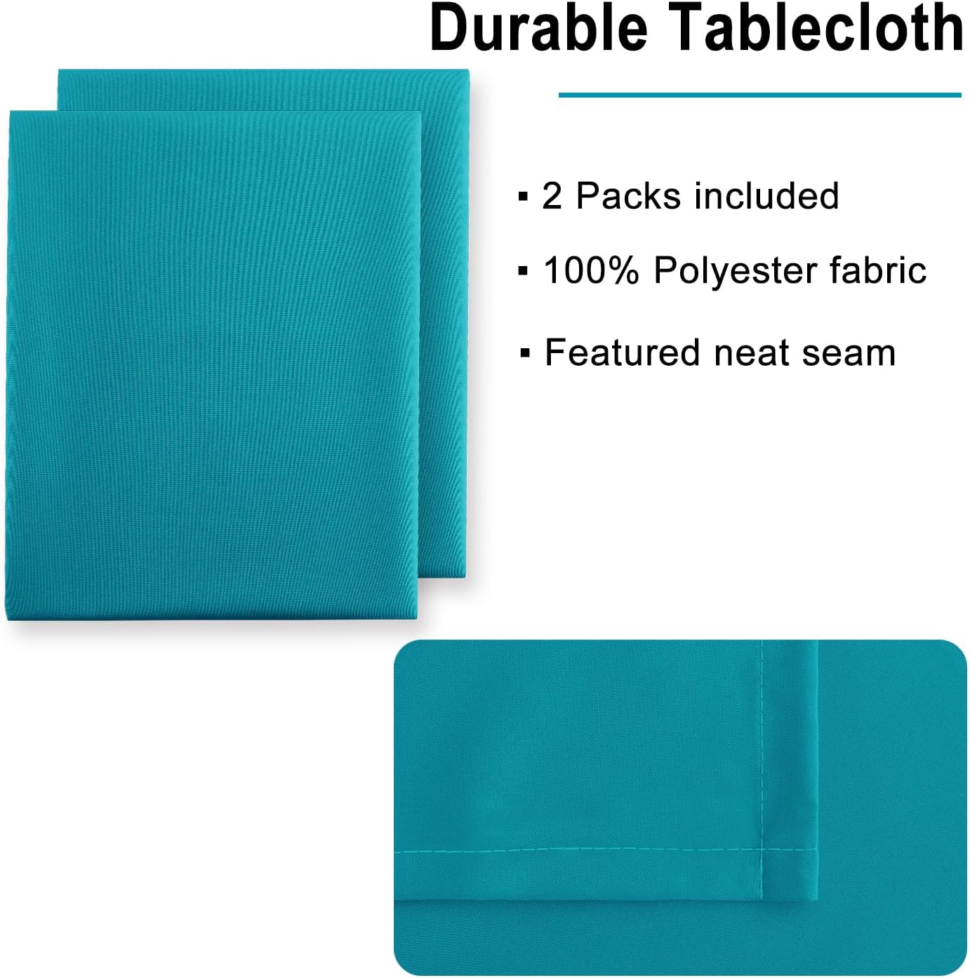 Hiasan 2 Pieces Turquoise Square Tablecloth - Water Resistant and Spillproof Dining Room Washable Fabric Table Cloth for Dining Room, Polyester, 40 x 40 Inch